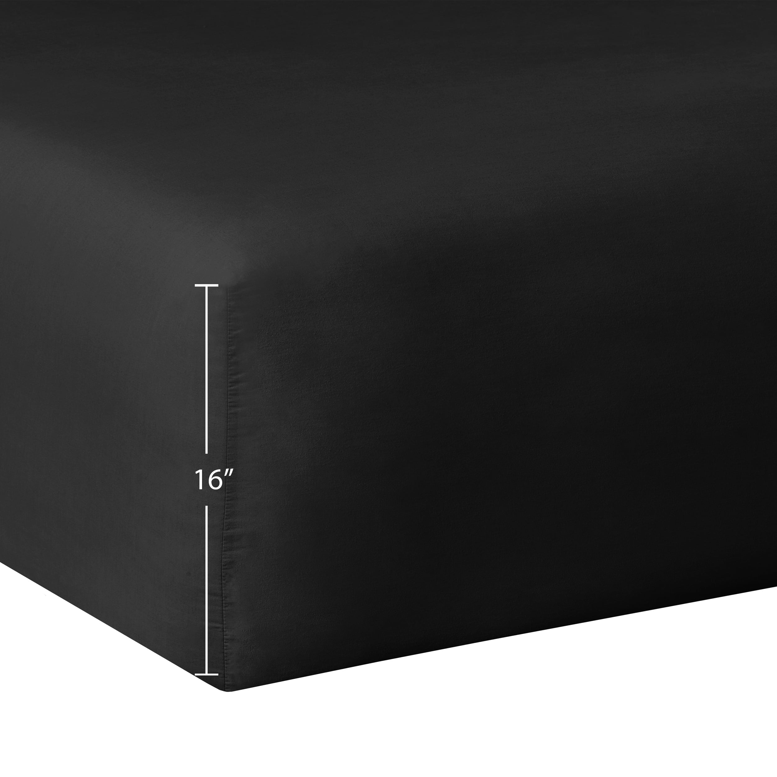 Premium Egyptian Cotton Easy Care Solid Rich-Black CVC Cotton Blend Fitted Sheet, Full - Premium Ultra-Soft Pillowcase Pair for Sleeping Detail