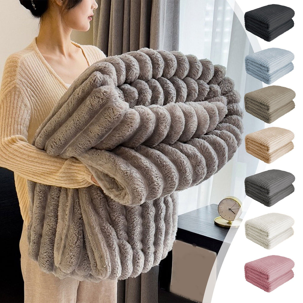 Reversible Sherpa Bunny Blanket, Super Soft & Warm Faux Rabbit Fur Throw Blanket, Lightweight Microfiber Machine Washable for Bedroom, ... - Cozy Fleece Throw Blanket for Couch & Bed Detail