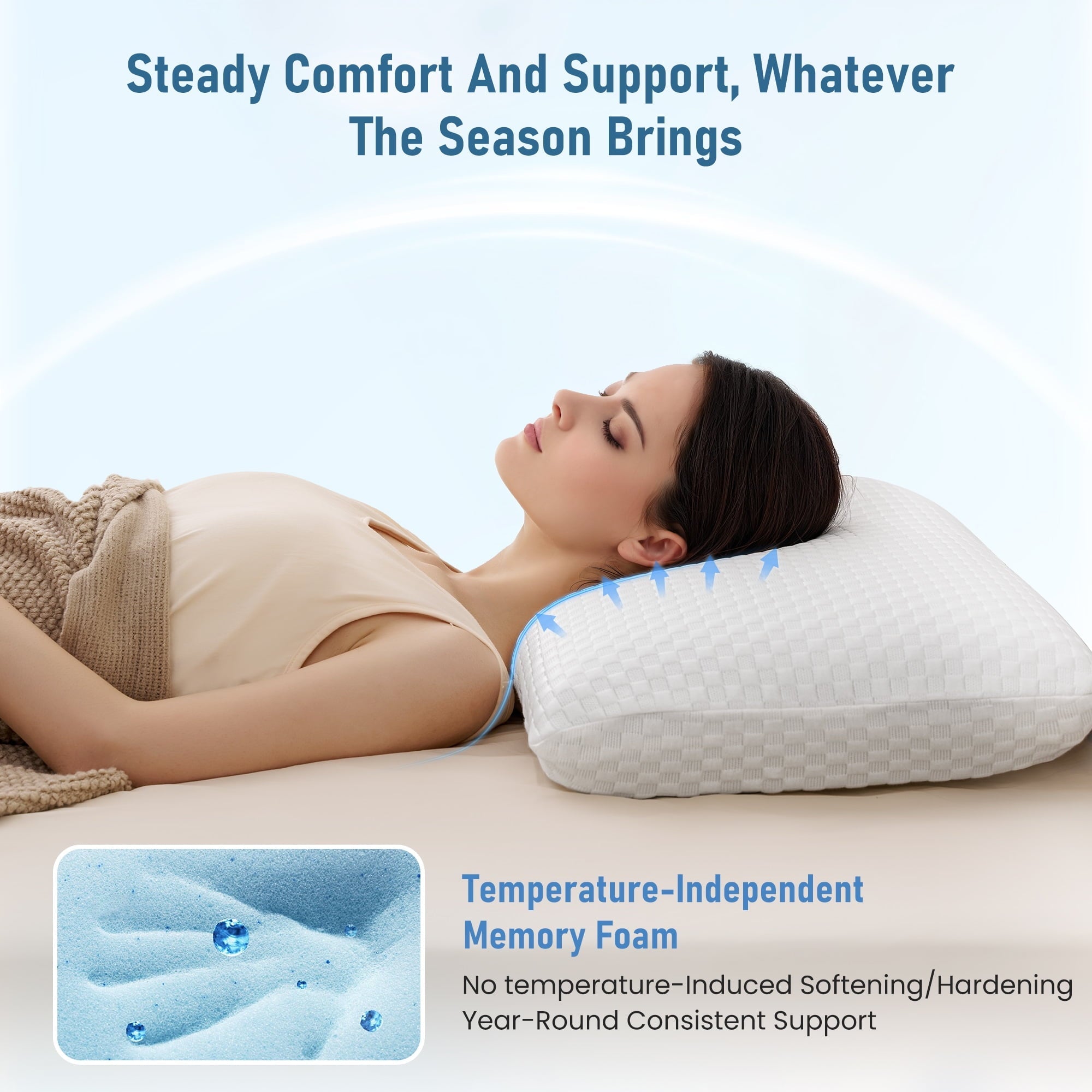 Decorative Plump Memory Foam Pillow for Bed, Cooling Pillow with Extra Height Pad, Supportive Bed Pillow for Side, Back & Hot Sleepers... - Hotel Quality Plush Sleeping Pillows Detail
