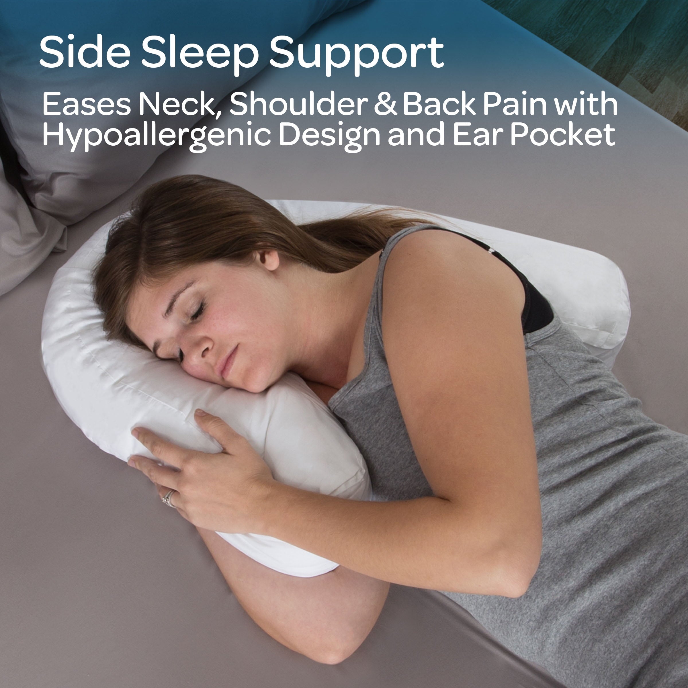 Ergonomic Memory Foam Bluestone Contour Side Sleeper Pillow with Ear Pocket for Pain Relief - Ergonomic Memory Foam Pillow for Neck Pain Support Detail
