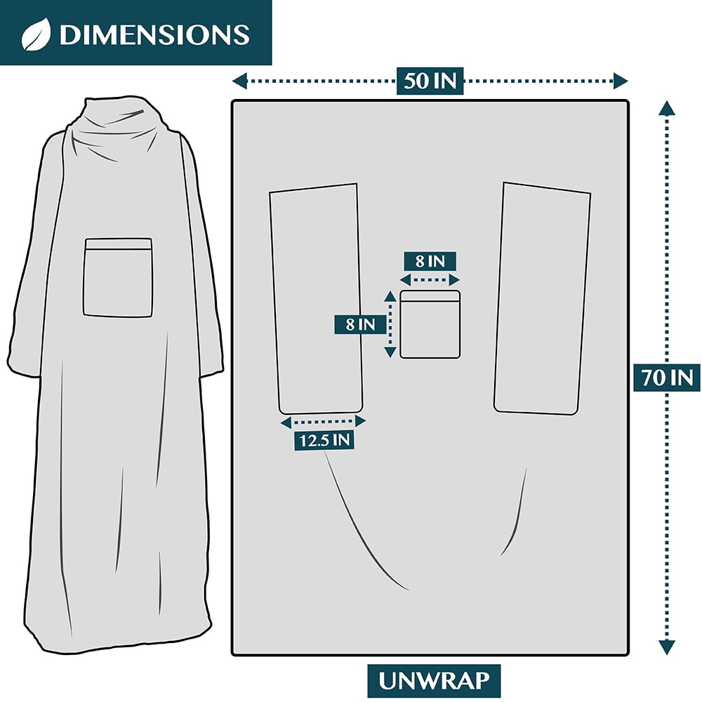 Reversible Sherpa Wearable Blanket with Sleeves for Adult Women Men, Cozy Fleece Warm Wrap Throw Blanket with Arms, Pocket, Gifts for C... - Cozy Fleece Throw Blanket for Couch & Bed Detail