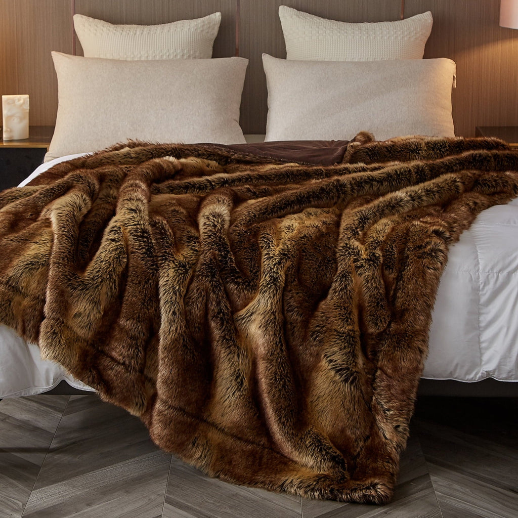 Reversible Sherpa Luxury Faux Fur Throw Blanket for Bed Super Thick Warm Long Fluff Fuzzy Blankets for Bedroom Living Room, 60" x 80", ... - Luxury Knitted Decorative Throw Blanket with Fringes Detail