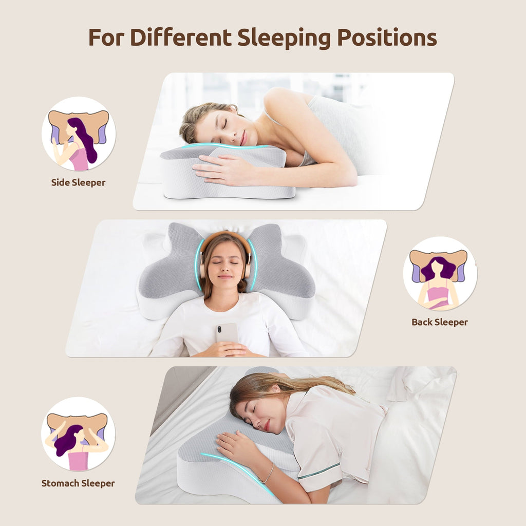 Fluffy Shredded Memory Foam Pillow for Neck Pain Relief Cervical Sleepers Standard/Queen Gray - Decorative Throw Pillow Cushion for Sofa & Bed Detail