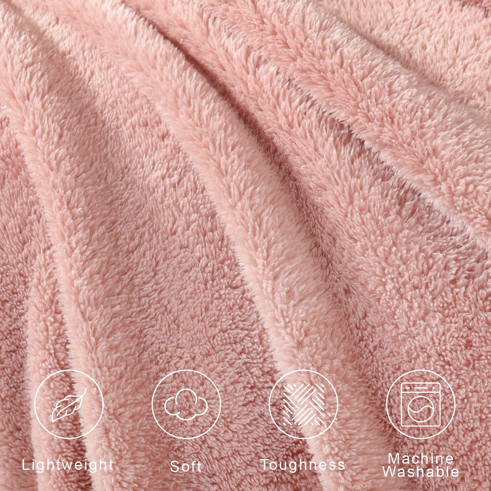 Lightweight Warm Soft Fleece Throw Blanket for Couch, Super Soft Velvet Plush Bed Blanket, 50x60 Inches, Pink - Luxury Knitted Decorative Throw Blanket with Fringes Detail