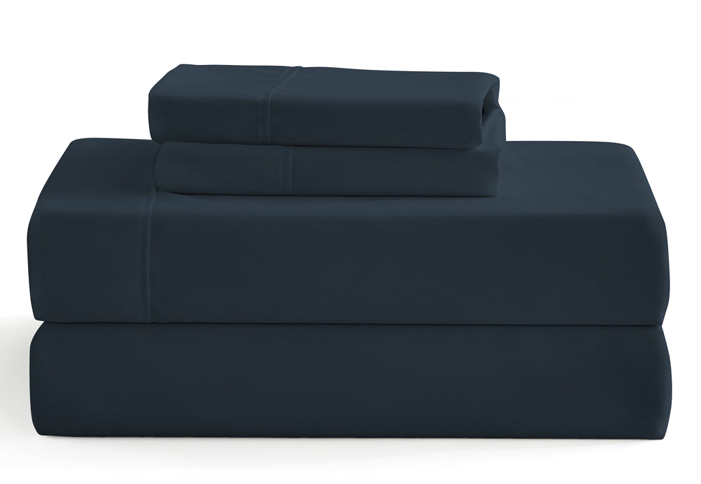 Wrinkle-Resistant 3-Piece Twin Sheet Set, Ultra-Soft 800 Thread Count Microfiber, Deep Pocket, Twin, Blue Indigo - Cooling Hotel Quality Bedding Sheets and Pillowcases Detail