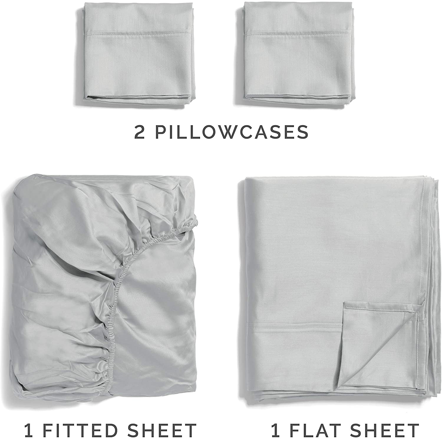 Breathable Luxury 4-Piece 400 Thread Count Cotton Sheet Set - King Size 100% Cotton Sateen Bed Sheets Fits 18"-24" Mattresse... - Breathable Egyptian Cotton Flat & Fitted Sheets Detail