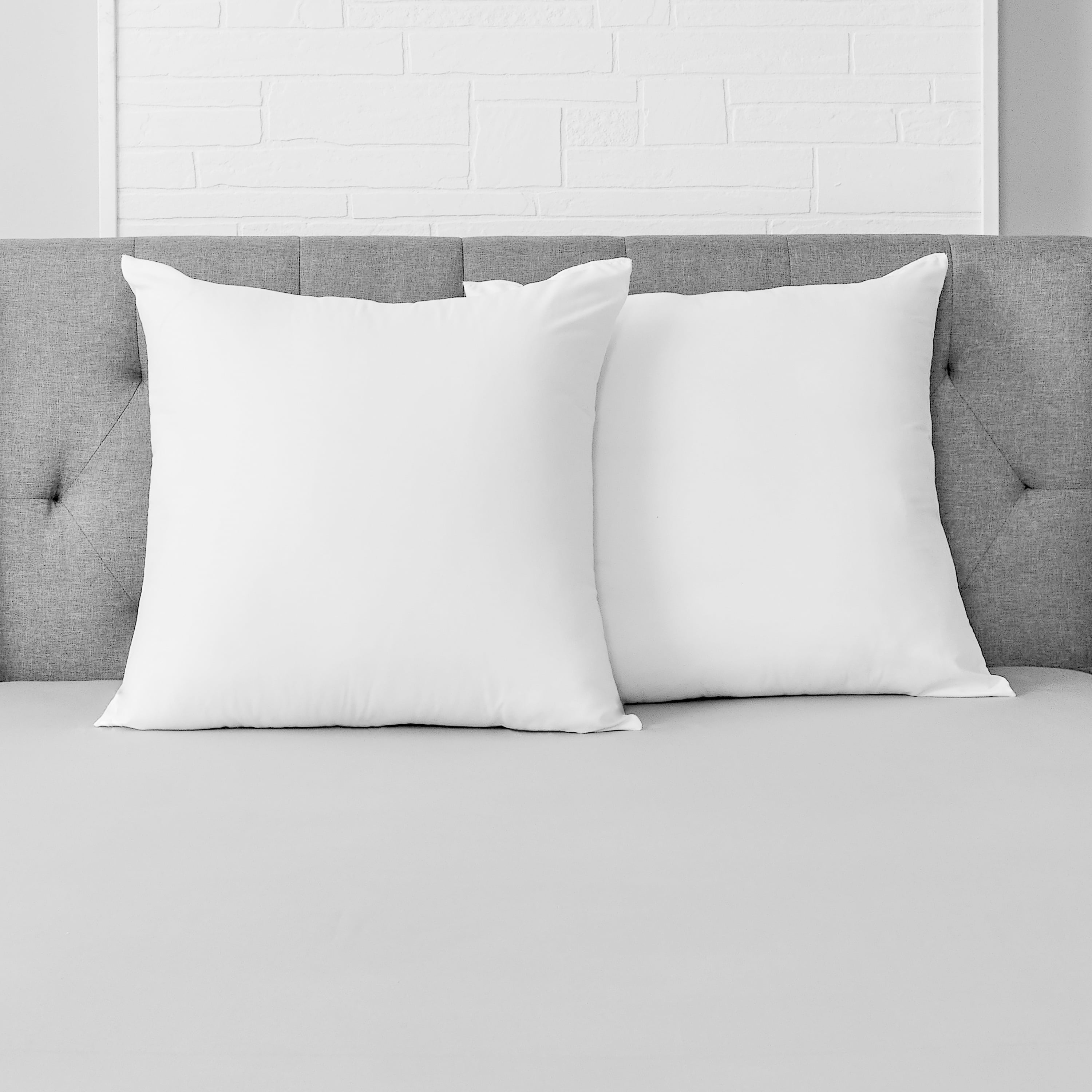 Decorative Plump Cotton Euro Throw Pillow, 26" x 26", White- Allergy Defense Fabric - Decorative Throw Pillow Cushion for Sofa & Bed Detail