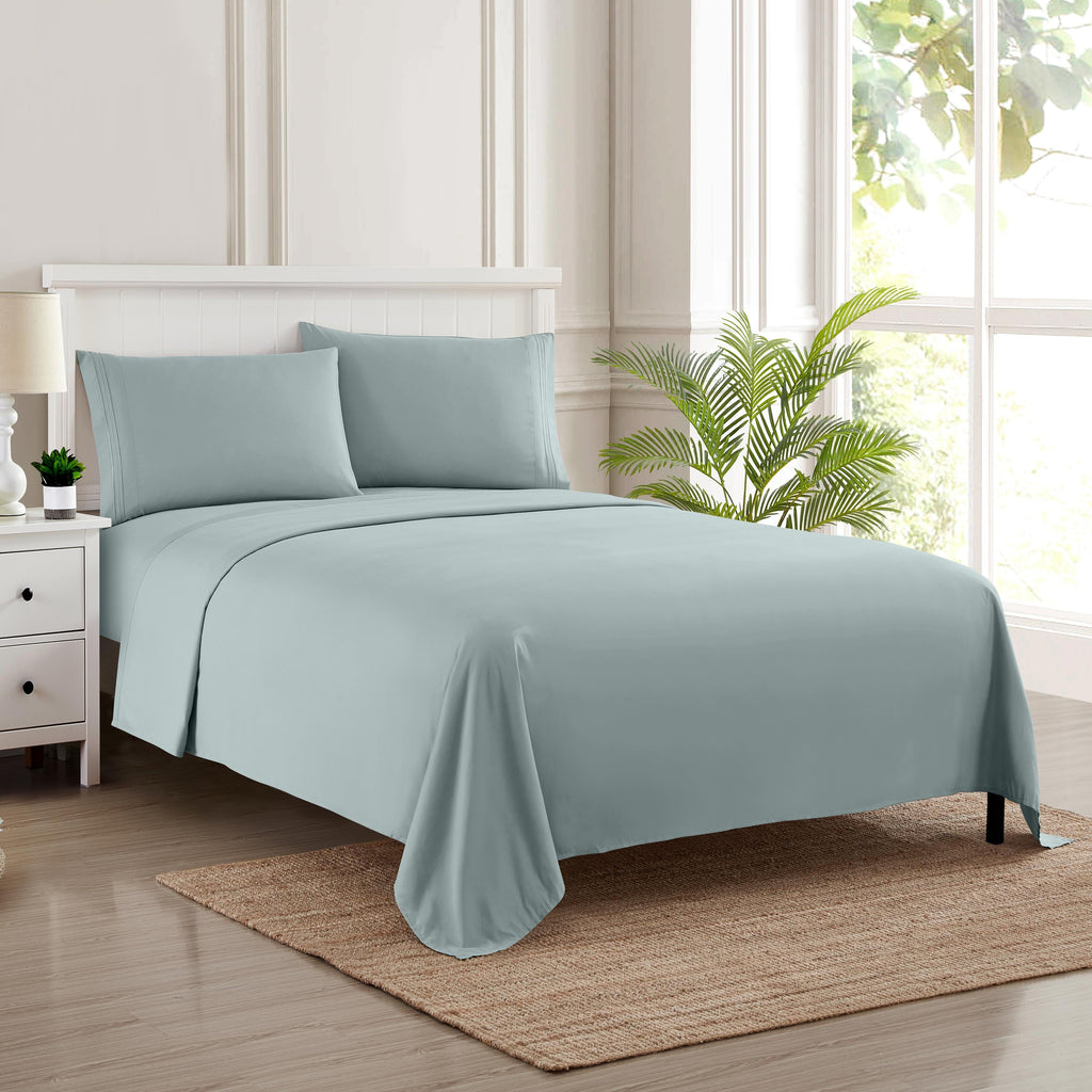 Premium Egyptian Cotton 1800 Series Classic 4-Piece 1800 Thread Count 100 GSM Bed Sheet, Queen - Cooling Hotel Quality Bedding Sheets and Pillowcases Detail