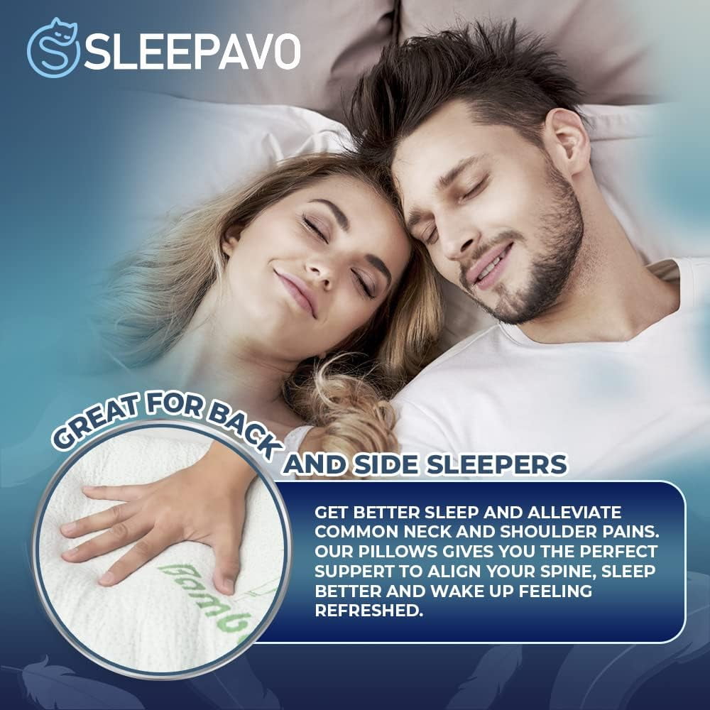 Ergonomic Memory Foam Memory Foam Pillows Queen Size Set of 2 - Cooling Bed Pillows for Sleeping - Back, Stomach, Side Sleeper Firm, Comfy ... - Ergonomic Memory Foam Pillow for Neck Pain Support Detail