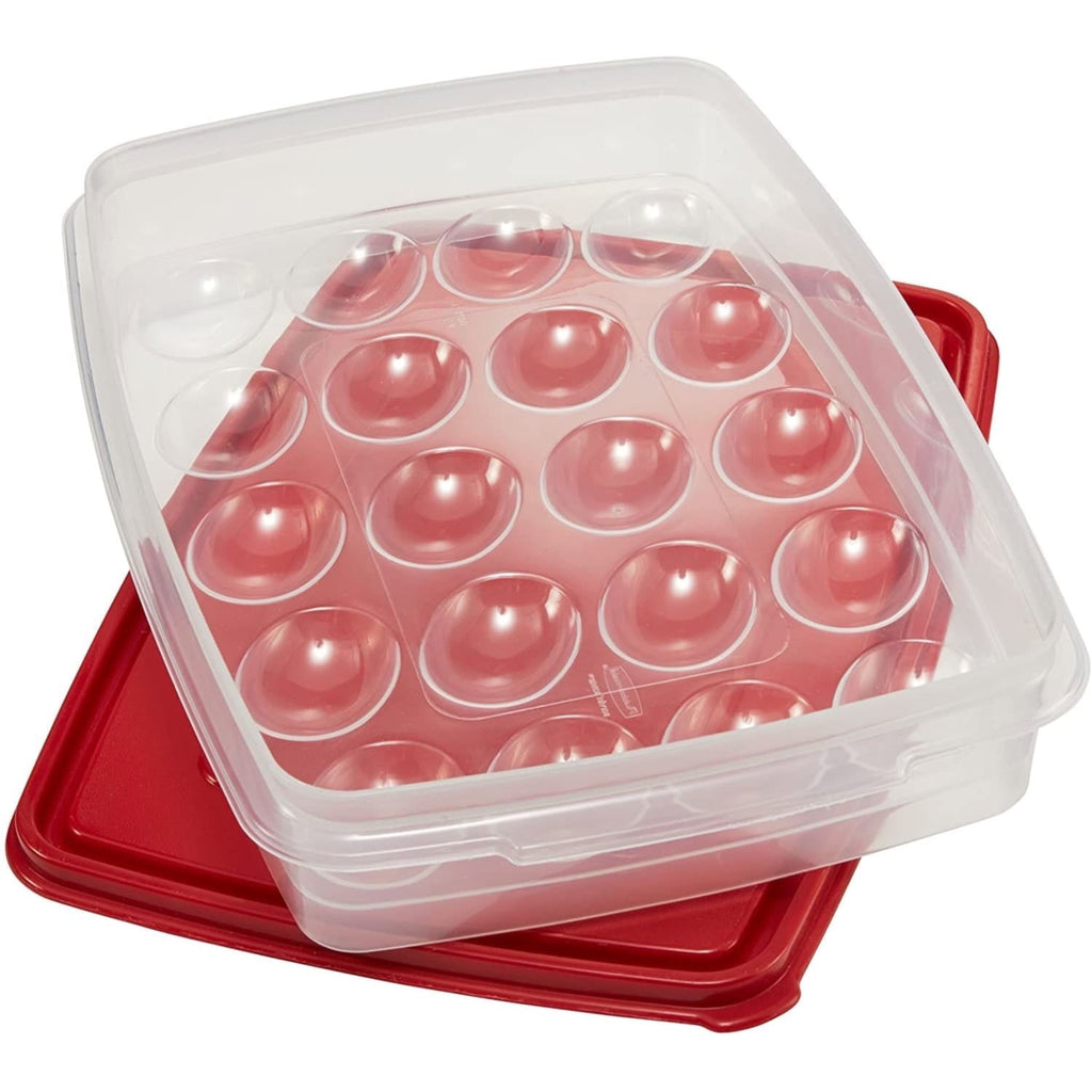 Playful Geometric Egg Keeper Food Storage Container, Clear/Red, 1 Count - Deliciously Soft Cupcake Sensory Glob Detail