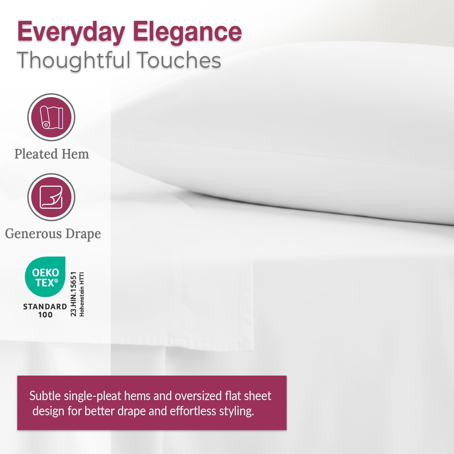 Premium Egyptian Cotton 100% Organic Cotton Percale Flat Sheet Twin Size - 1 PC Flat Sheet, White - Crisp, Cool and Strong Bed Linen, Top She... - Cooling Hotel Quality Bedding Sheets and Pillowcases Detail
