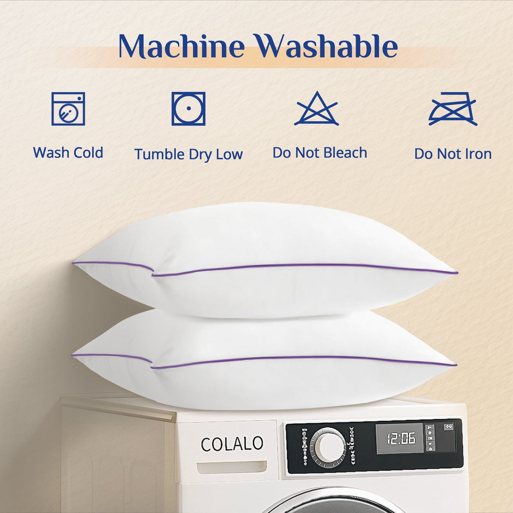 Orthopedic Support Pillows Standard Size Set of 2, Hotel Down Alternative Sleeping Bed Pillows for Side Back Stomach Sleepers - Hotel Quality Plush Sleeping Pillows Detail