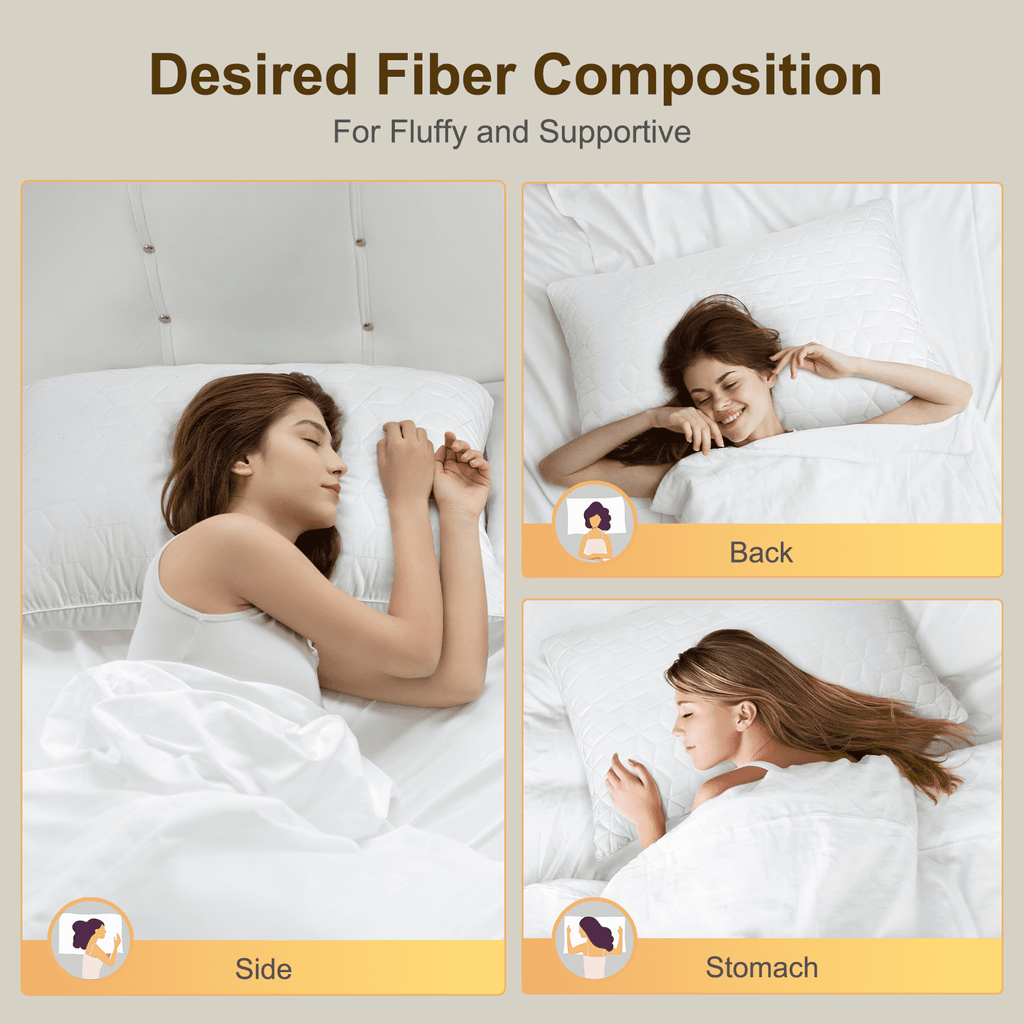 Ergonomic Memory Foam Bed Pillows Queen Size Set of 2, Hotel Gusseted Pillows for Sleeping, Alternative to Down Pillows, Soft Supportive & ... - Orthopedic Shredded Foam Bed Pillow Set Detail