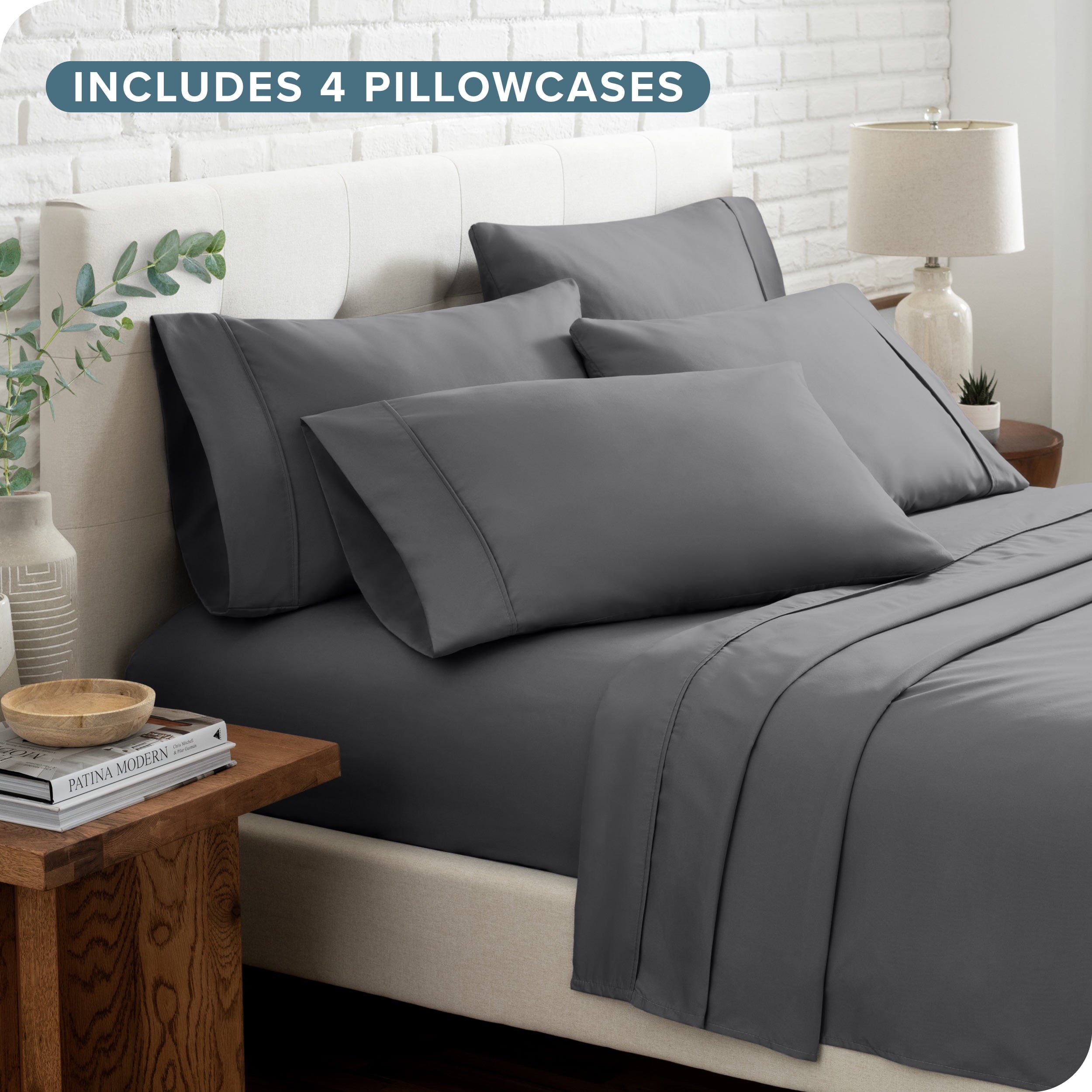 Premium Egyptian Cotton Luxury Bed Sheet Set- 6 Piece - Queen, Gray - Cooling Hotel Quality Bedding Sheets and Pillowcases Detail