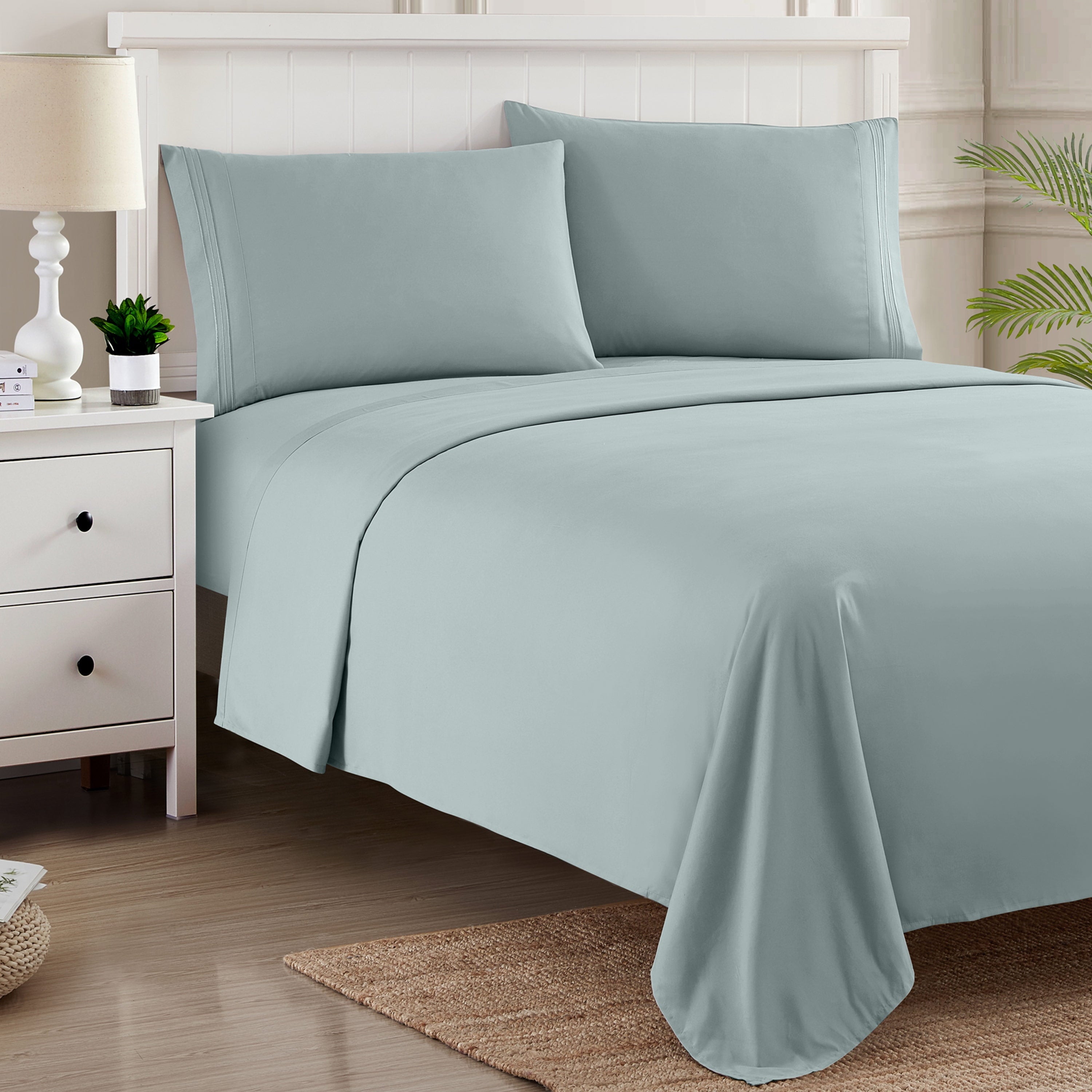 Premium Egyptian Cotton 1800 Series Classic 4-Piece 1800 Thread Count 100 GSM Bed Sheet, Queen - Cooling Hotel Quality Bedding Sheets and Pillowcases Detail