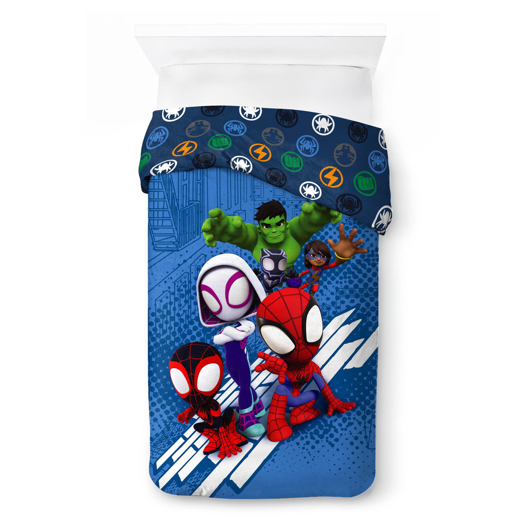 Hypoallergenic Cloud Spidey Amazing Friends Kids 2-Piece Twin/Full Reversible Comforter Set, Microfiber, Red - All-Season Down Alternative Comforter Insert Detail