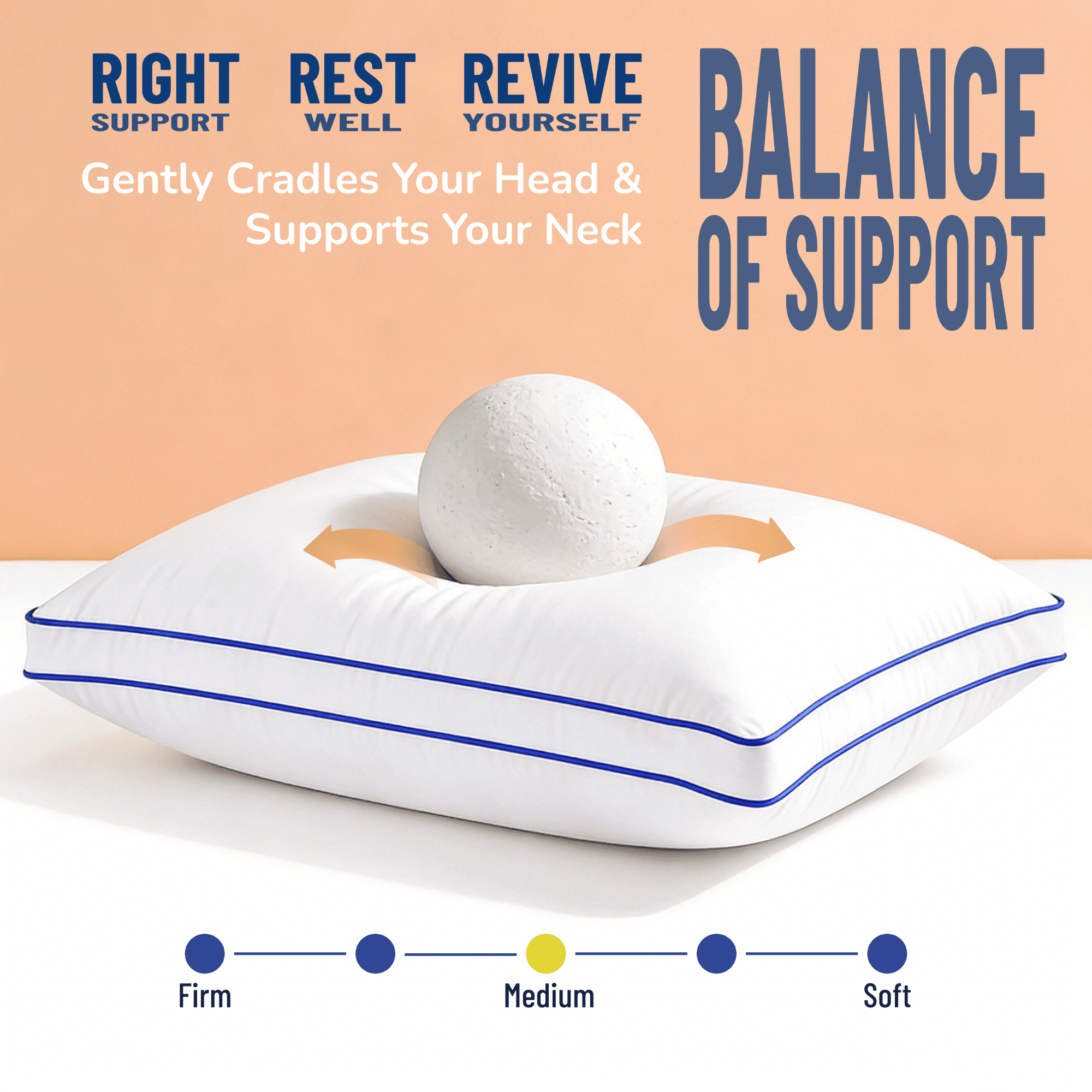Ergonomic Memory Foam Pillows Queen Size Set of 2 Bed Pillows 2 Pack Down Alternative Hotel Pillows for Side Sleepers and Back Sleepers Gus... - Orthopedic Shredded Foam Bed Pillow Set Detail