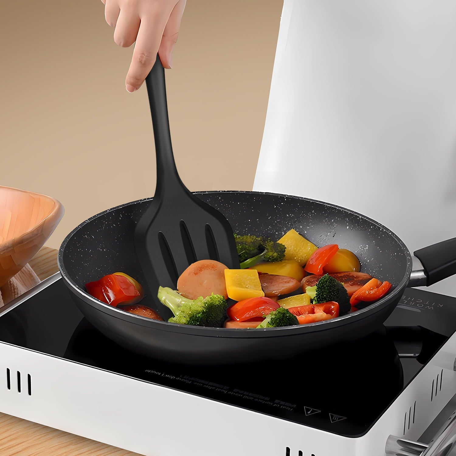 Innovative Silicone Cooking Utensils Set - 446°F Heat Resistant Kitchen Utensils,Turner Tongs,Spatula,Spoon,Brush,Whisk,Ki... - Multi-Functional Manual Food Chopper & Slicer Detail