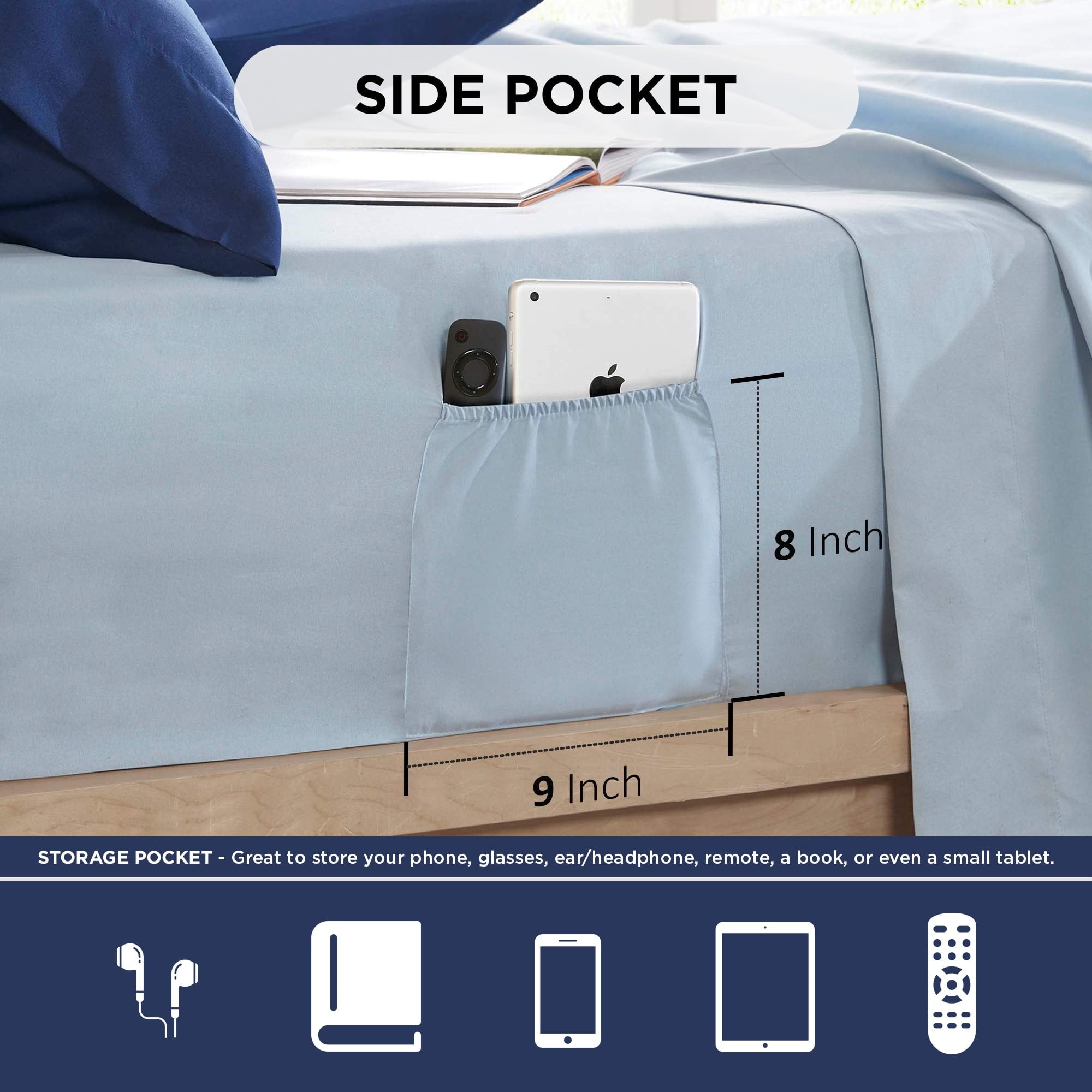 All-Season Queen Size Comforter Set, 9-Piece Bed in a Bag Queen, Navy Blue Bedding Comforter Set with Comforter, Flat Sheets, Fi... - Cloud-Like Soft Lightweight Bed Comforter Detail