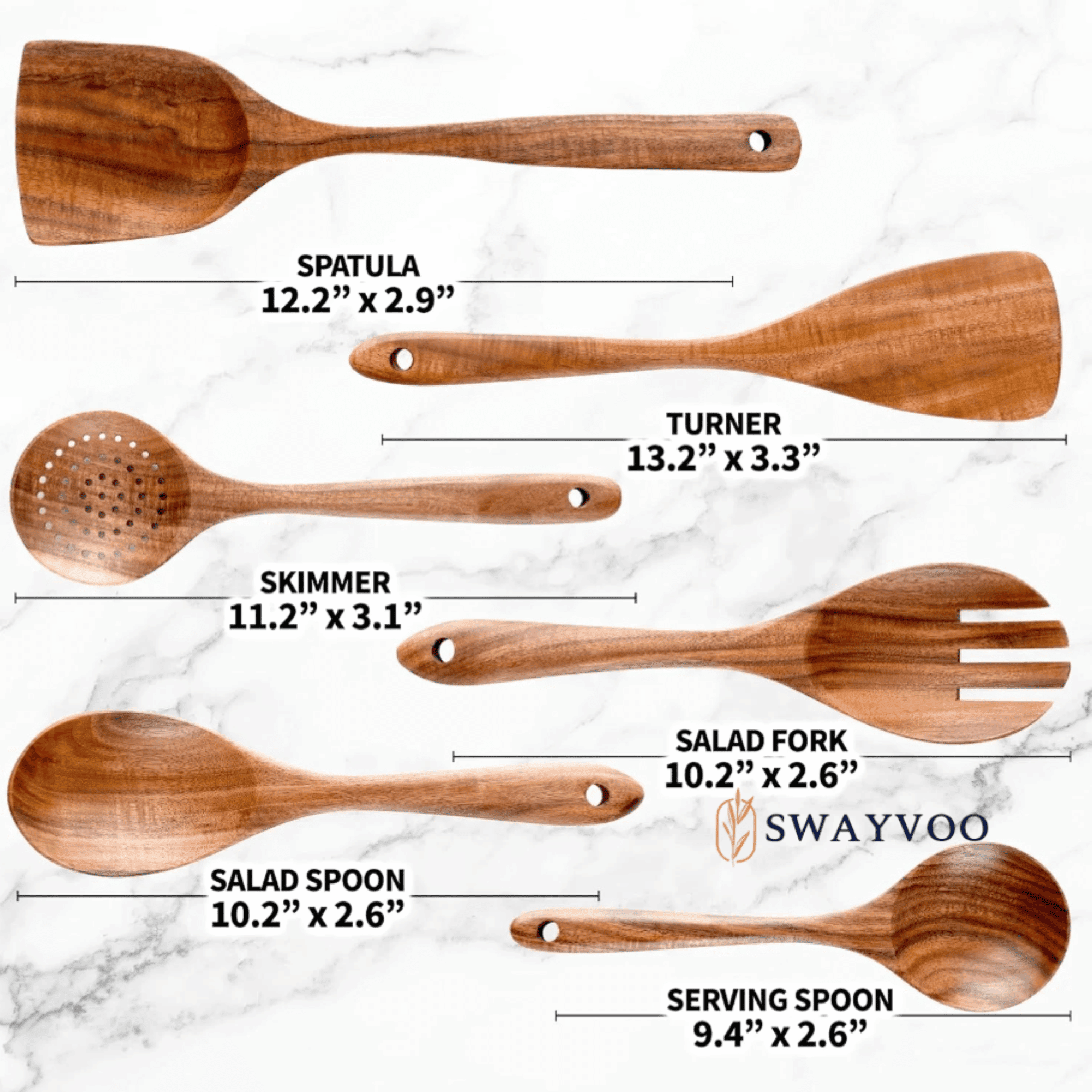 Ergonomic Cooking Wooden Spoons for Cooking, 6-Piece 100% Natural Teak Wooden Utensils for Cooking — Heat Resistant, Non-Stick ... - Premium Stainless Steel Cooking Utensil for Non-Stick Pots Detail