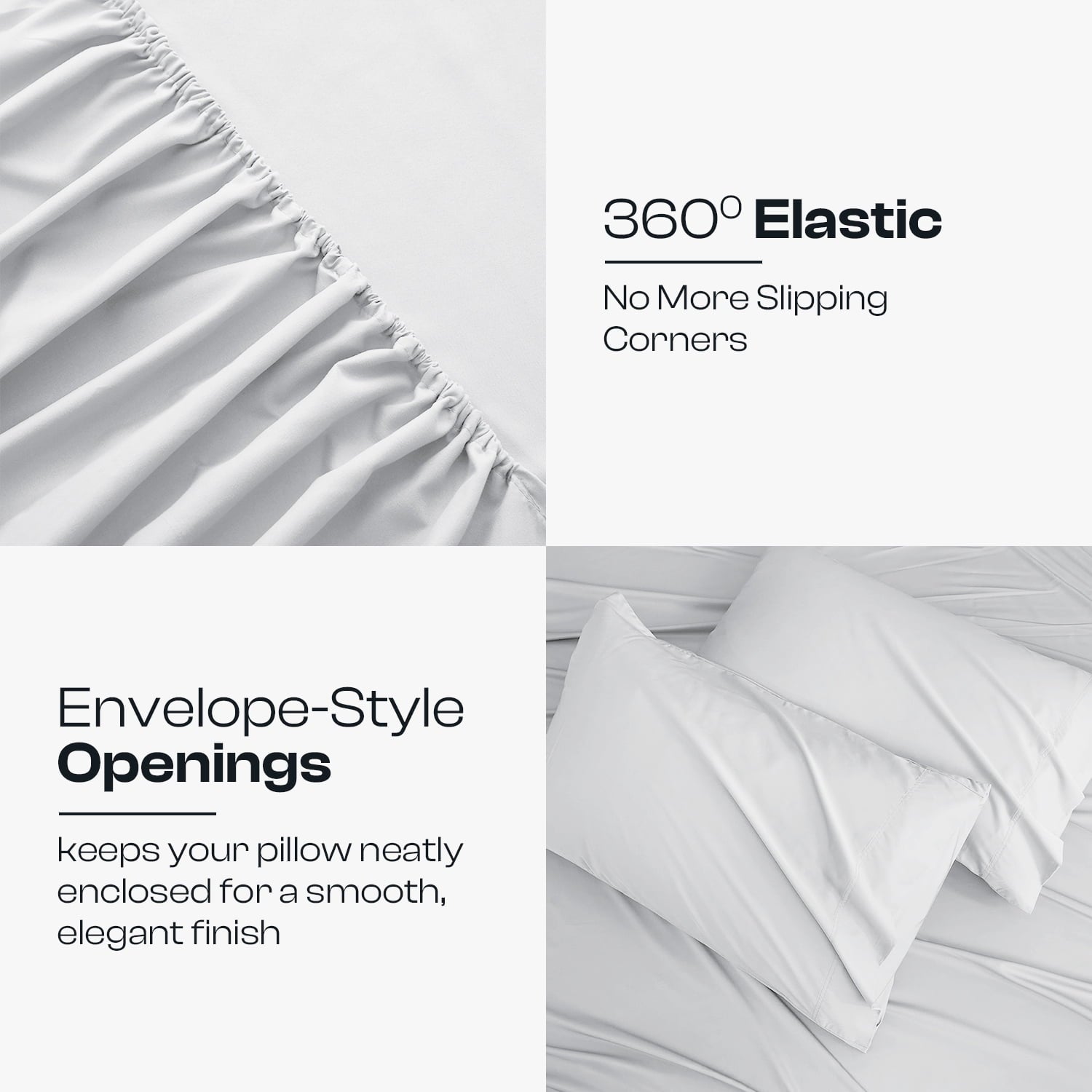 Breathable Luxury IR 3 Piece 1800 Series Deep Pocket Soft Microfiber Solid Bed Sheet Set for Kids, White Twin Size - Cooling Hotel Quality Bedding Sheets and Pillowcases Detail