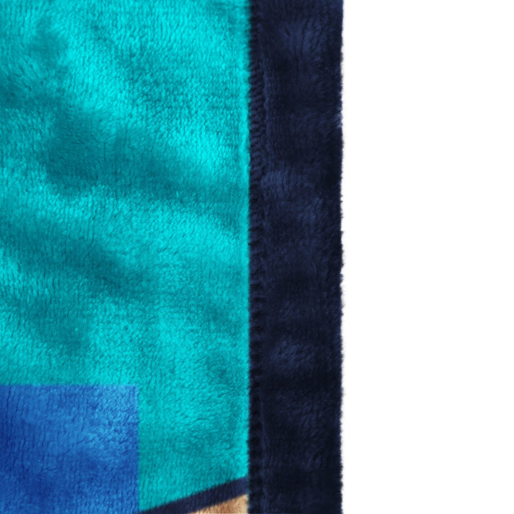 Lightweight Warm Minecraft Kids Twin/Full Blanket, 62 x 90, Microfiber, Green and Blue - Super Soft Reversible Sherpa Flannel Blanket Detail