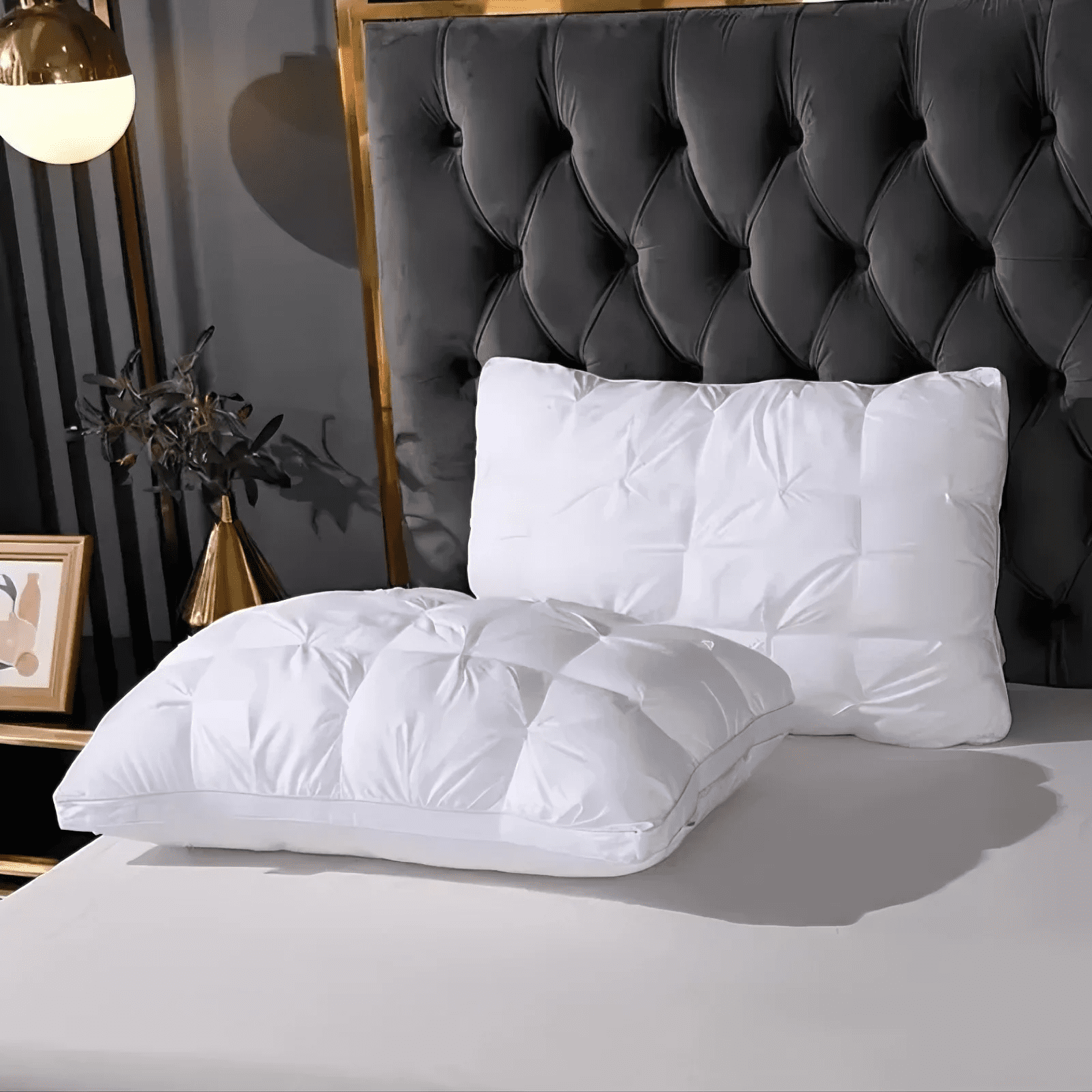 Hotel Collection Queen Size Bed Pillows Set of 2, Hotel Quality, Down Alternative Gusseted Bed Pillows for Side, Back, or Stomach Slee... - Ergonomic Memory Foam Pillow for Neck Pain Support Detail