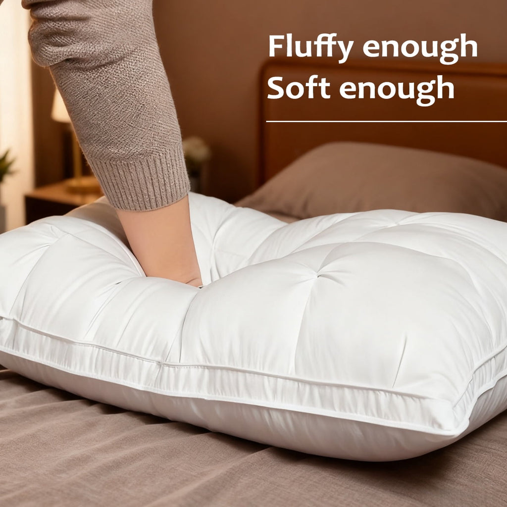 Fluffy Shredded 2-Pack 3-Line Grid Bed Pillow (20.1" x 13.97") - Soft, Breathable and Hypoallergenic - Decorative Throw Pillow Cushion for Sofa & Bed Detail