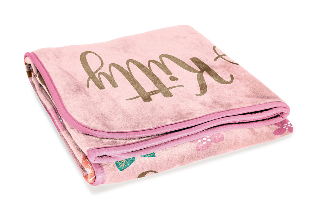 Decorative Knitted Floral Grace 46 x 60 Coral Fleece Kids Throw Blanket - Soft Bedding Accessories - Lightweight Plush Warm Blanket for All Seasons Detail