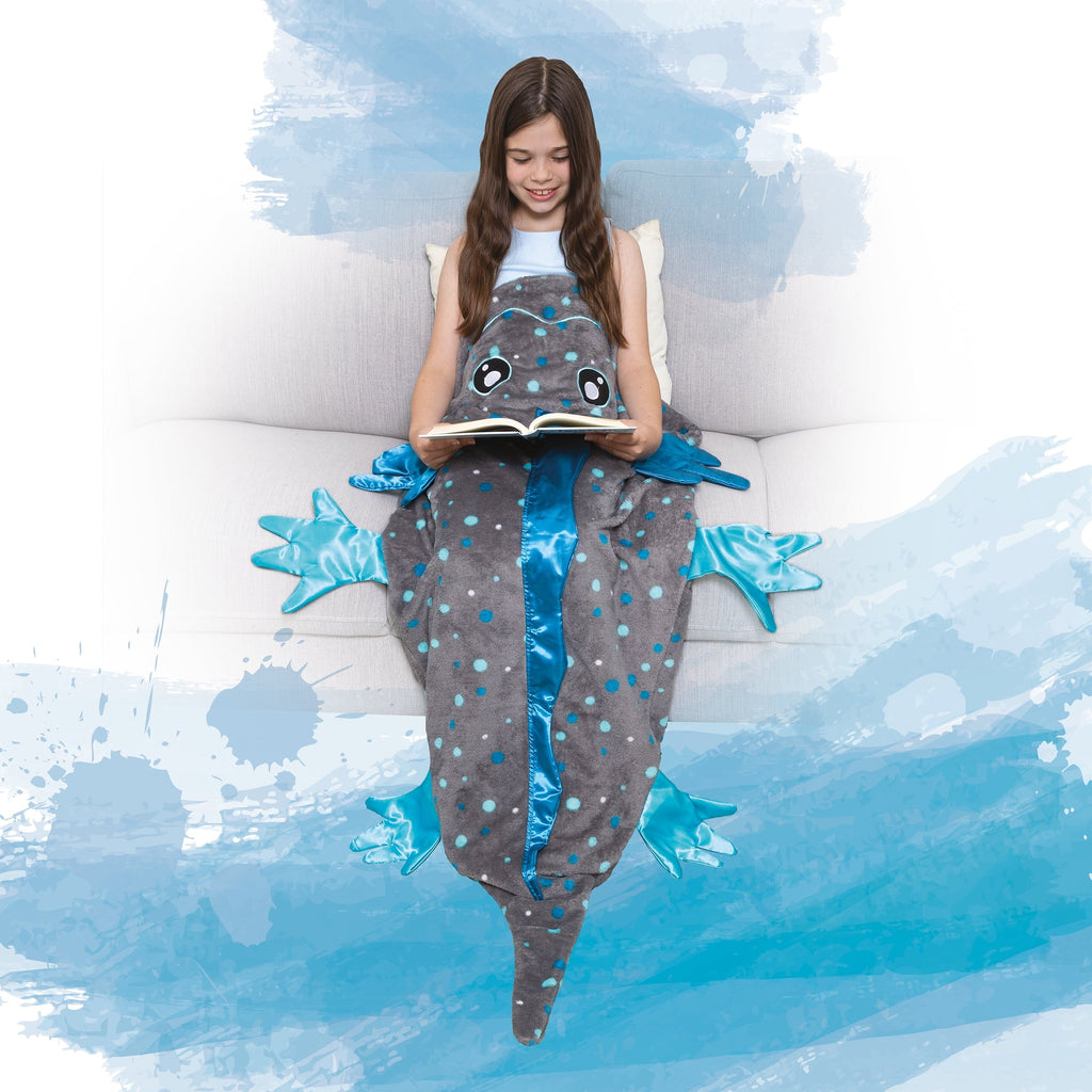 Cozy Fleece Tails, The Original Wearable Blanket with Sleeves, Super Soft Throw Fleece, Axolotl, Ages 5+ - Cozy Fleece Throw Blanket for Couch & Bed Detail