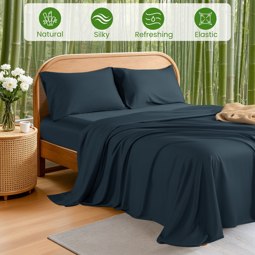 Ultra-Soft 100% Organic Luxurious Bamboo Sheets, Queen Sheet Set 4-Piece with 16" Deep Pocket, Silky Smooth Luxury Bed Sheets, N... - Premium Ultra-Soft Pillowcase Pair for Sleeping Detail