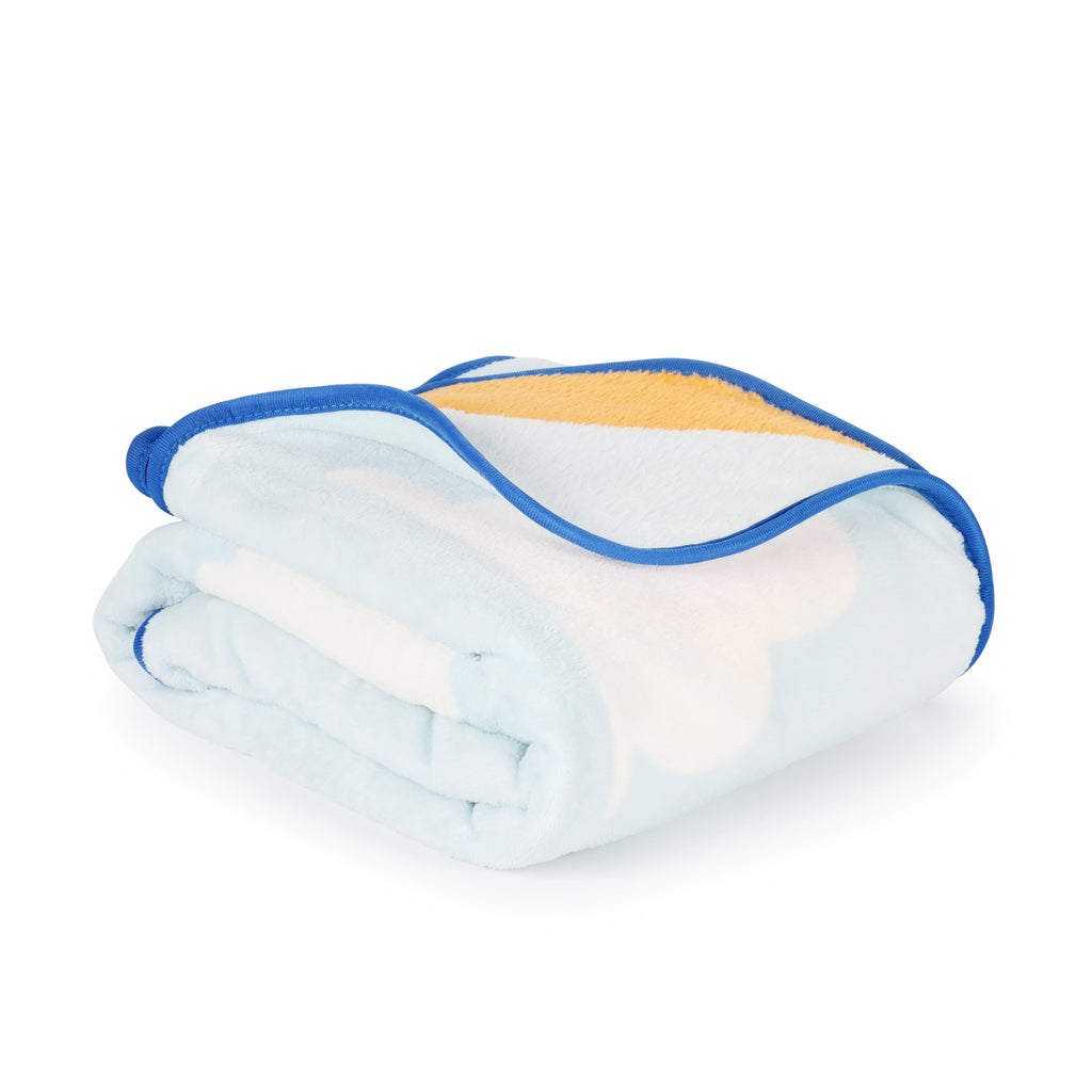 Decorative Knitted Clouds Kids Throw Blanket, Soft Coral Fleece, Blue, 46" x 60" - Lightweight Plush Warm Blanket for All Seasons Detail