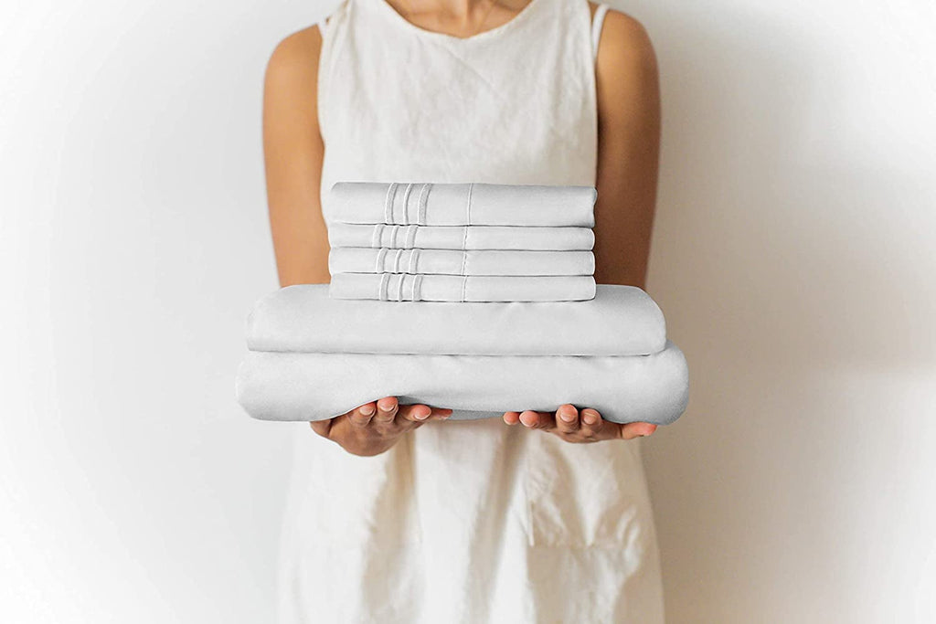 Cooling Sateen 6-Piece Breathable and Cooling Sheet Set With Extra Matching Pillowcases - King Size Bed Sheets Fits 8"-16... - Cooling Hotel Quality Bedding Sheets and Pillowcases Detail