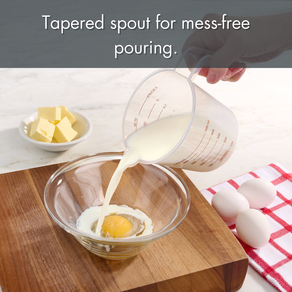 Time-Saving 3-Piece Tapered Spout Nesting Plastic Measuring Cups Set, Clear - Innovative Kitchen Helper for Modern Cooking Detail