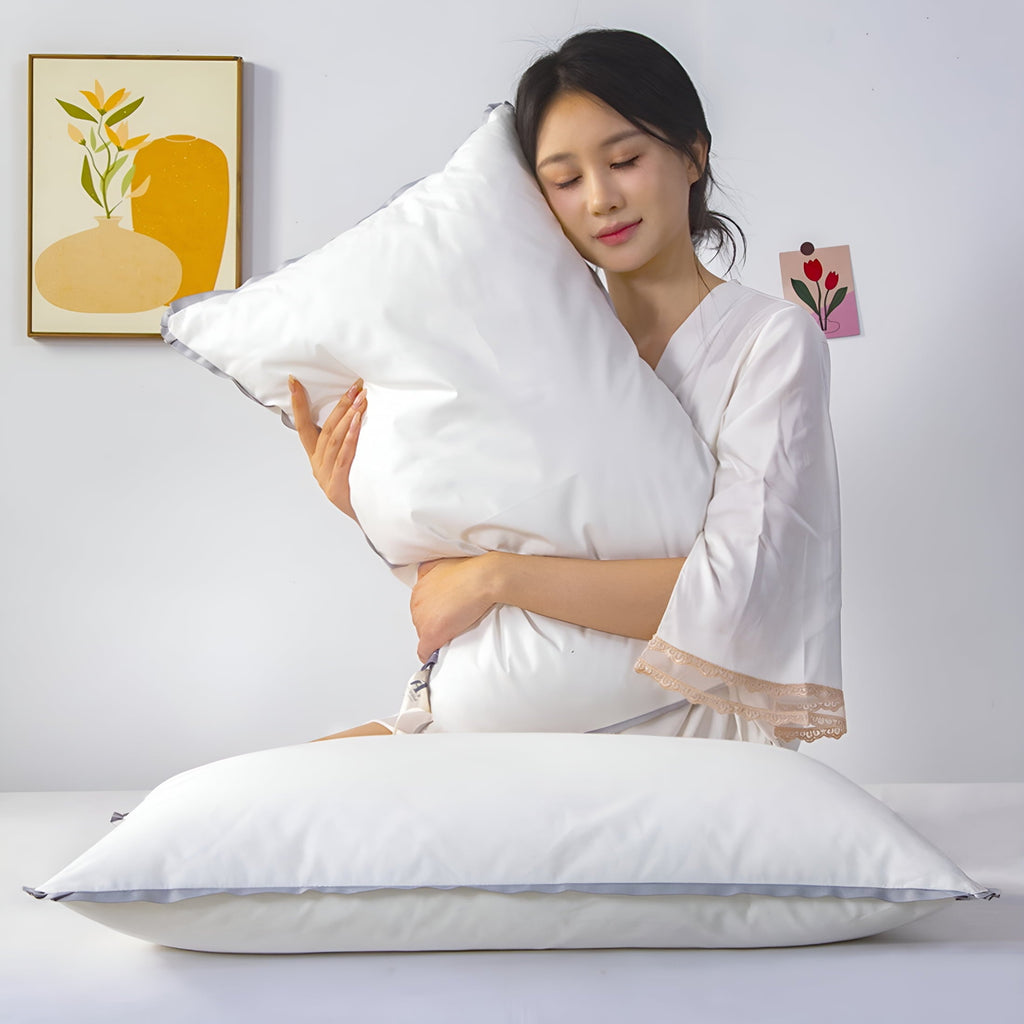 Decorative Plump Flat Pillows for Sleeping Thin,Ultra Thin Pillow,Adjustable Shredded Memory Foam Pillows for Side,Back,Stomach Sleepe... - Orthopedic Shredded Foam Bed Pillow Set Detail