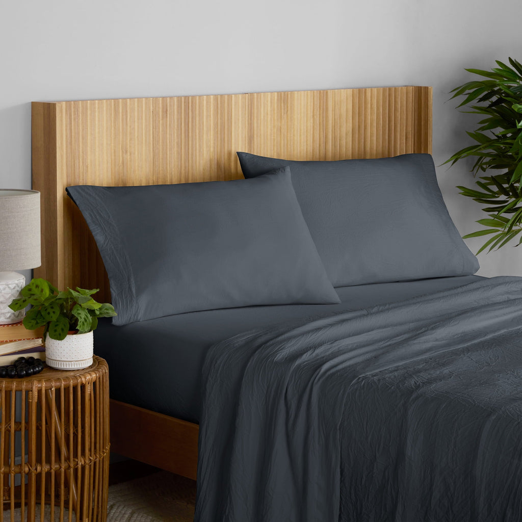 Cooling Sateen Microfiber Bed Sheet Set, Grey Stone, Full, 4 Pieces - Luxury Bed Sheet Set with Deep Pockets Detail