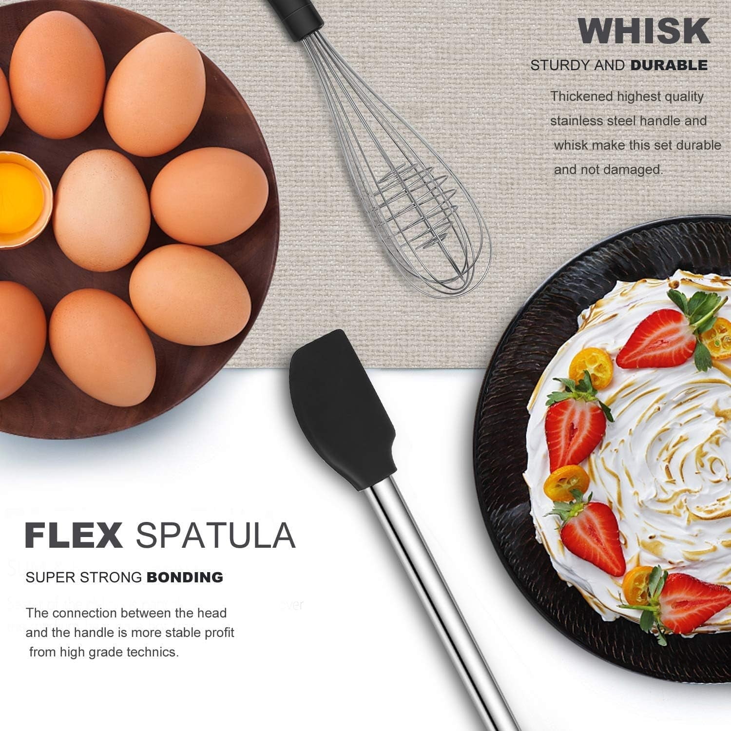 Ergonomic Cooking Kitchen Utensil Set-Silicone Cooking Utensils-33 Kitchen Gadgets & Spoons for Nonstick Cookware-Silicone and Stainles... - Durable Turner & Ladle Utensil Set for Home Chefs Detail