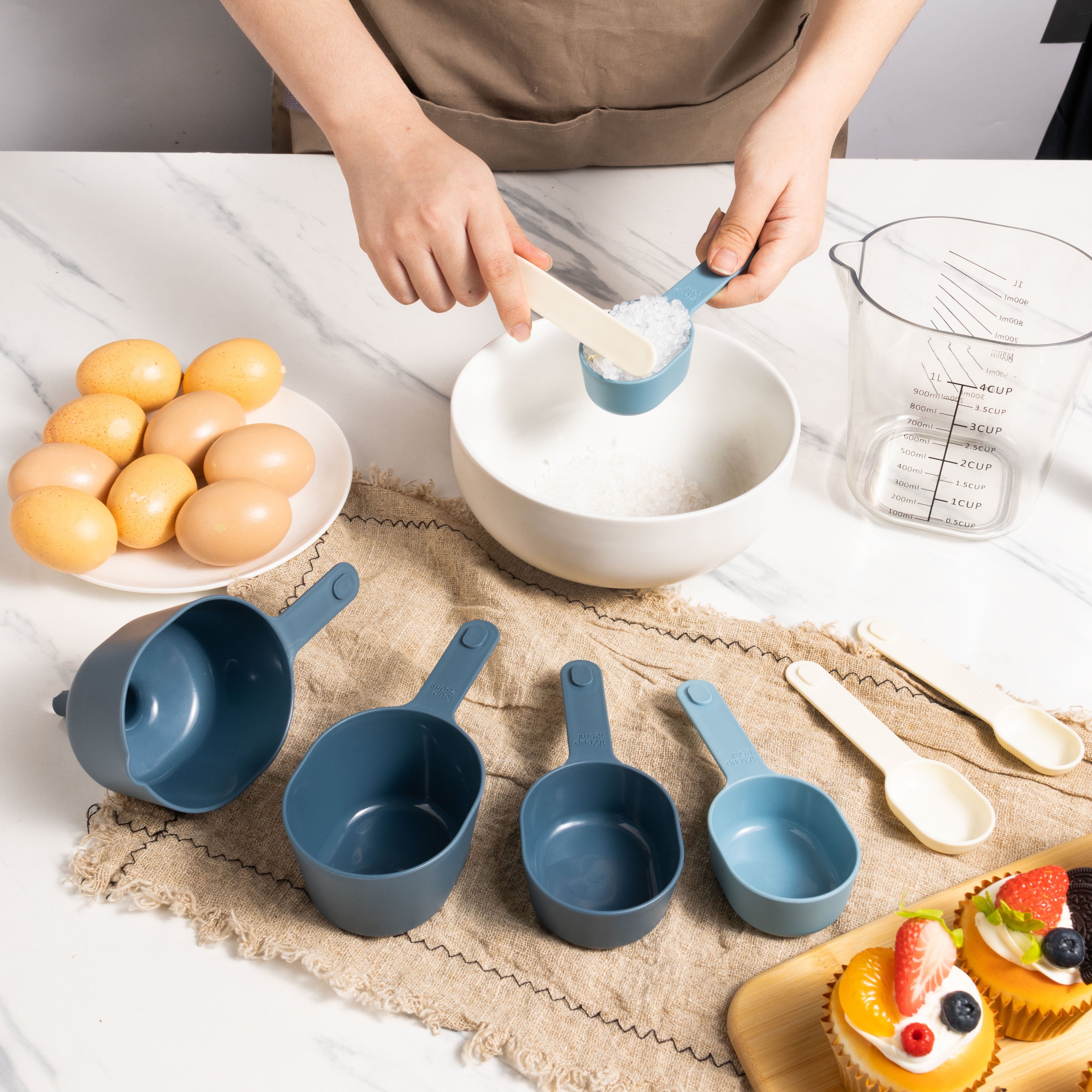 Premium Kitchen 9-Piece Stackable Measuring Set Kitchen Tools for Cooking, 7.48" L, Blue - Innovative Kitchen Helper for Modern Cooking Detail