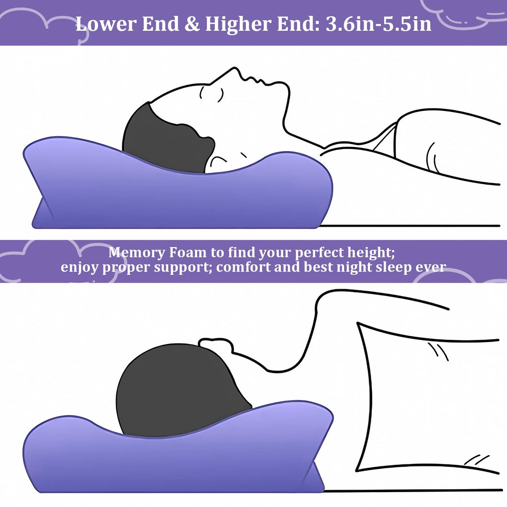 Ergonomic Memory Foam Cervical Neck Pillow for Neck Pain Relief, Ergonomic Memory Foam Pillow Bed Pillows for Body Side Back Stomach Sleepi... - Hotel Quality Plush Sleeping Pillows Detail