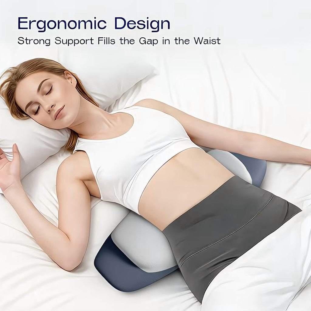 Decorative Plump Lumbar Support Pillow for Bed, Memory Foam Ergonomic Lower Back Support Waist Pillow for Side Back and Stomach Sleepe... - Decorative Throw Pillow Cushion for Sofa & Bed Detail