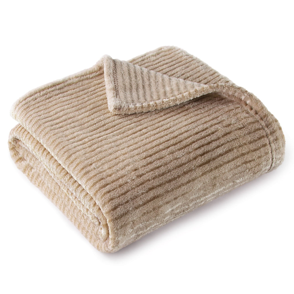 Super Soft Flannel Soft Throw Blanket, 50"x60", Camel - Lightweight Plush Warm Blanket for All Seasons Detail
