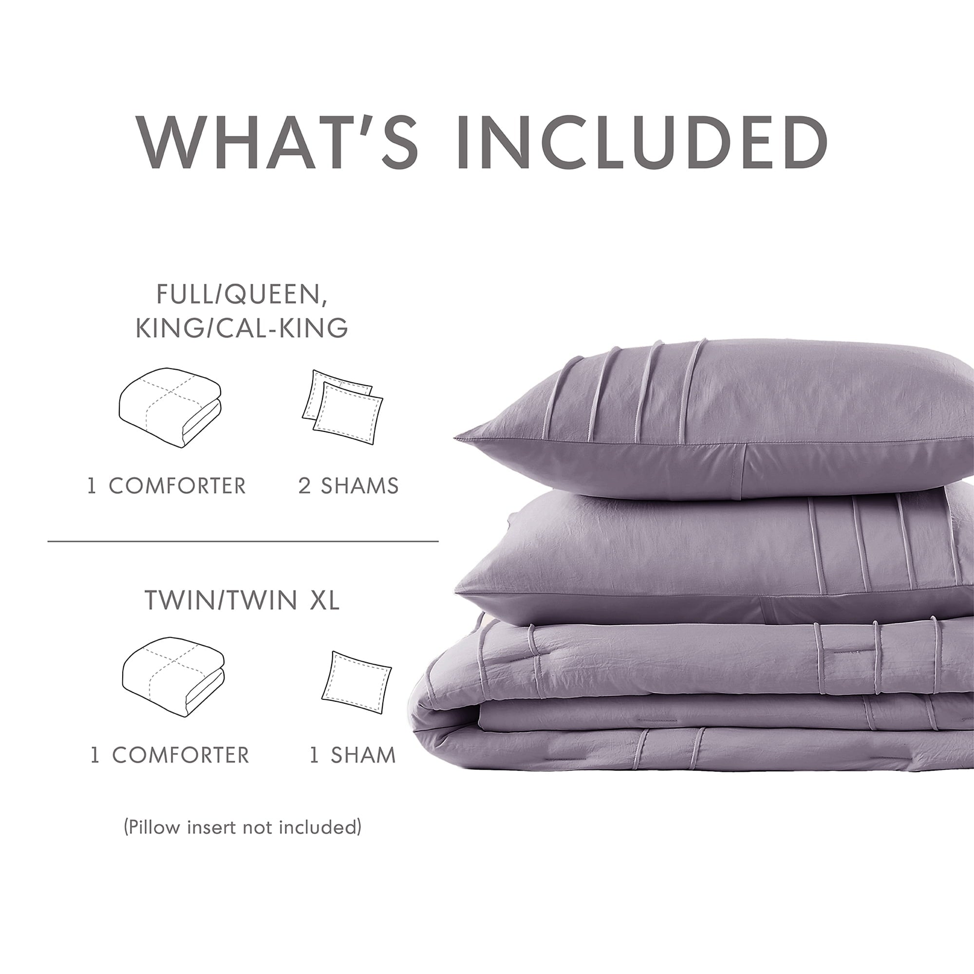 Heavyweight Warmth Full/Queen Comforter Set, Boho 3-Piece Pintuck Stitching Bedding Set, Soft Washed Pleated Bed Sets with Pillow Shams,... - Luxurious Quilted Duvet Cover Set Detail