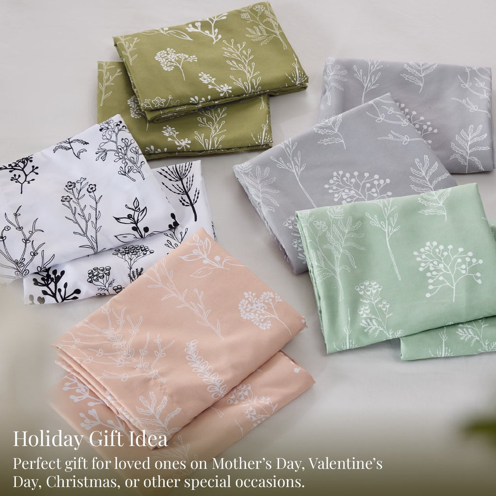 Heavyweight Warmth 3 Pieces Sage Green Floral Comforter Sets, 1 Botanical Flowers Reversible Comforter and 2 Pillow Shams, Queen Size Be... - All-Season Down Alternative Comforter Insert Detail