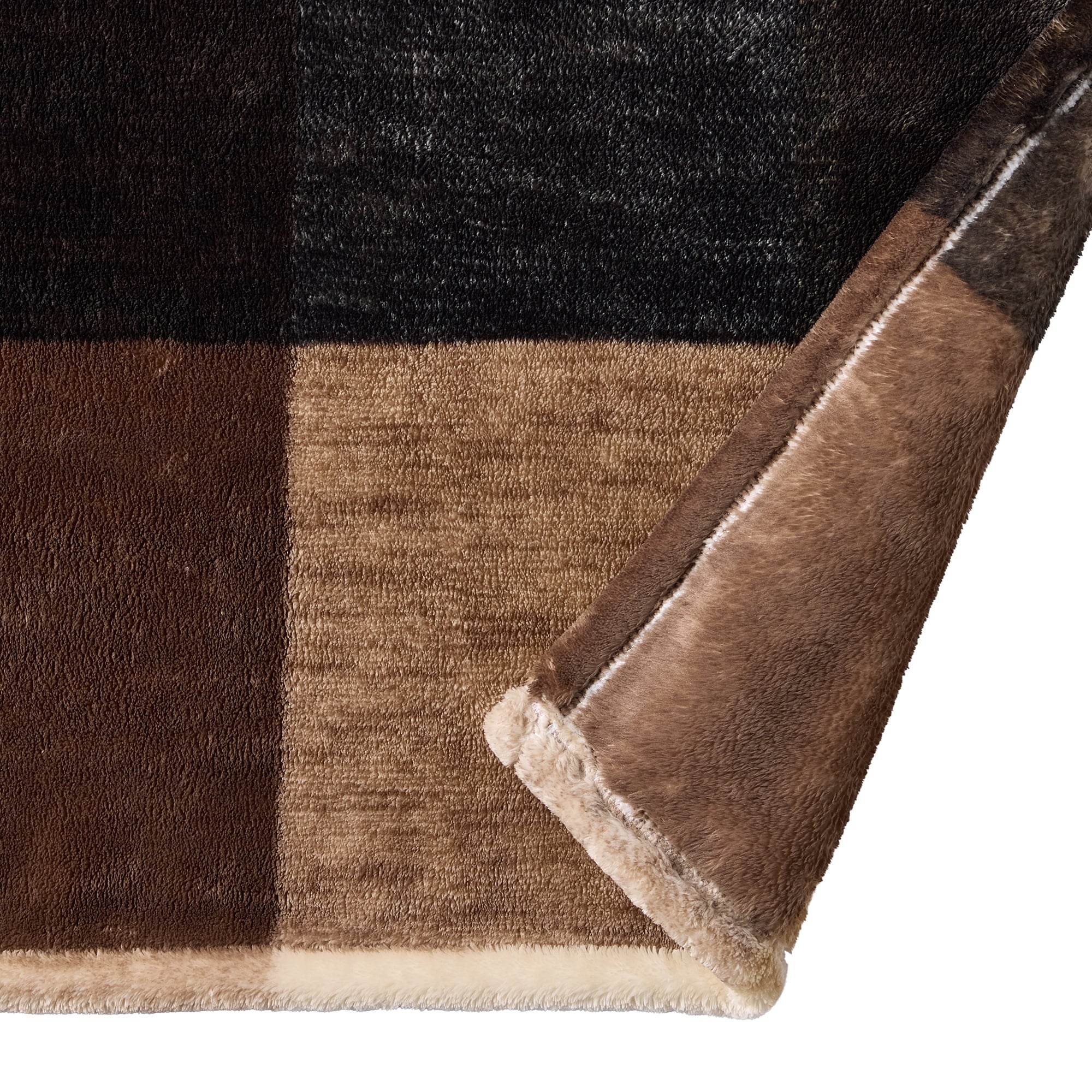 Super Soft Flannel Printed Velvet Plush Super Soft Throw Blanket, Oversized, Shelton Brown Plaid - Luxury Knitted Decorative Throw Blanket with Fringes Detail