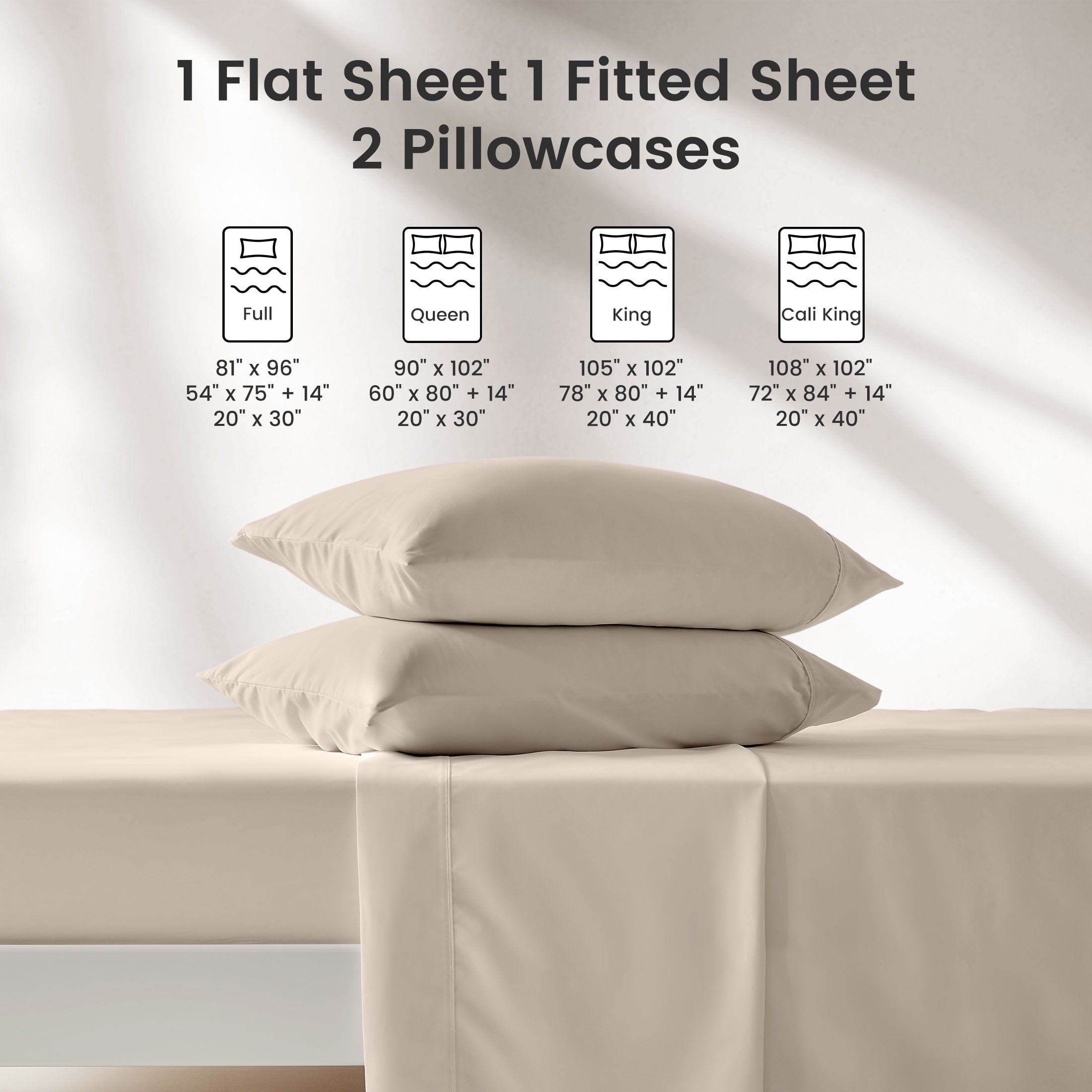 Breathable Luxury Bed Sheet Sets,Ultra Soft Breathable Luxury 4 Piece, (Beige, Queen) - Breathable Egyptian Cotton Flat & Fitted Sheets Detail