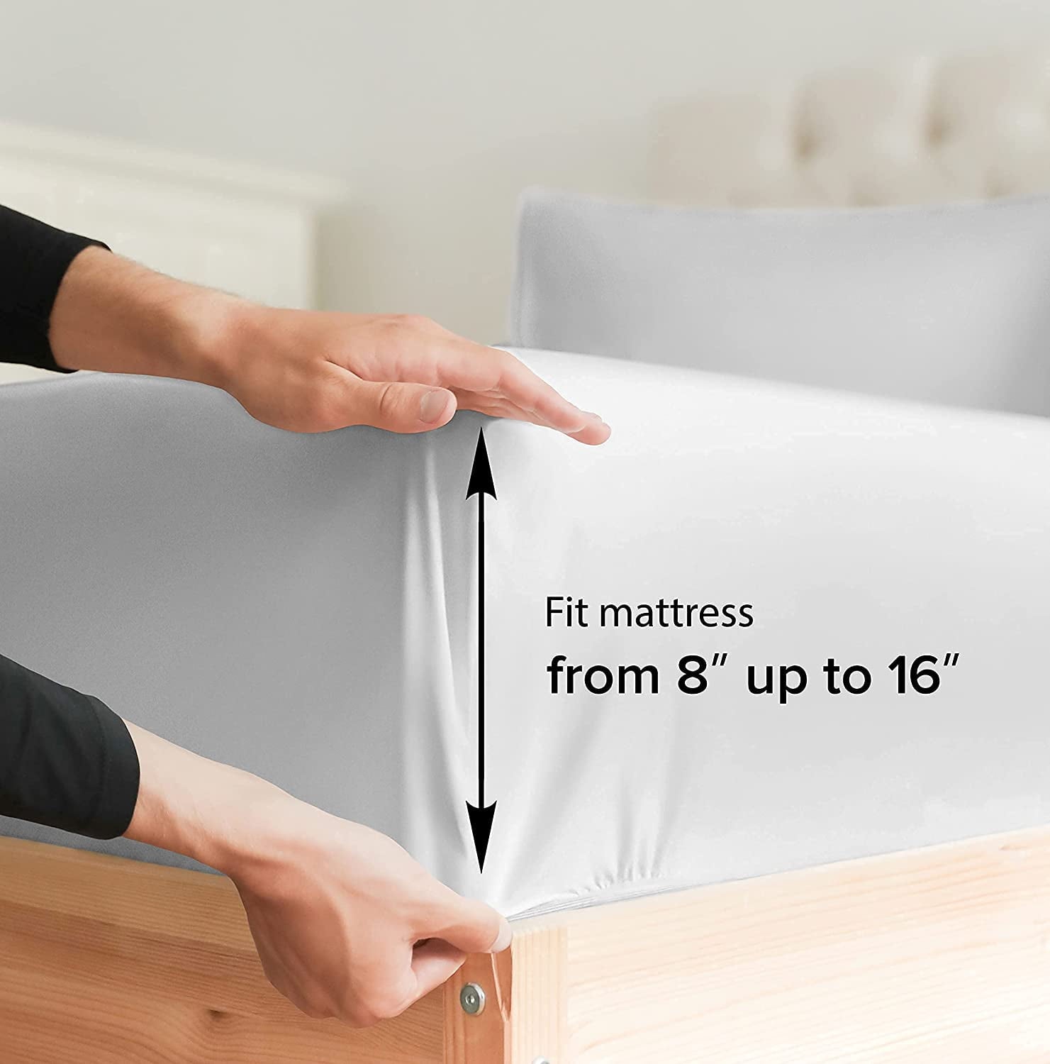 Cooling Sateen 6-Piece Breathable and Cooling Sheet Set With Extra Matching Pillowcases - King Size Bed Sheets Fits 8"-16... - Cooling Hotel Quality Bedding Sheets and Pillowcases Detail