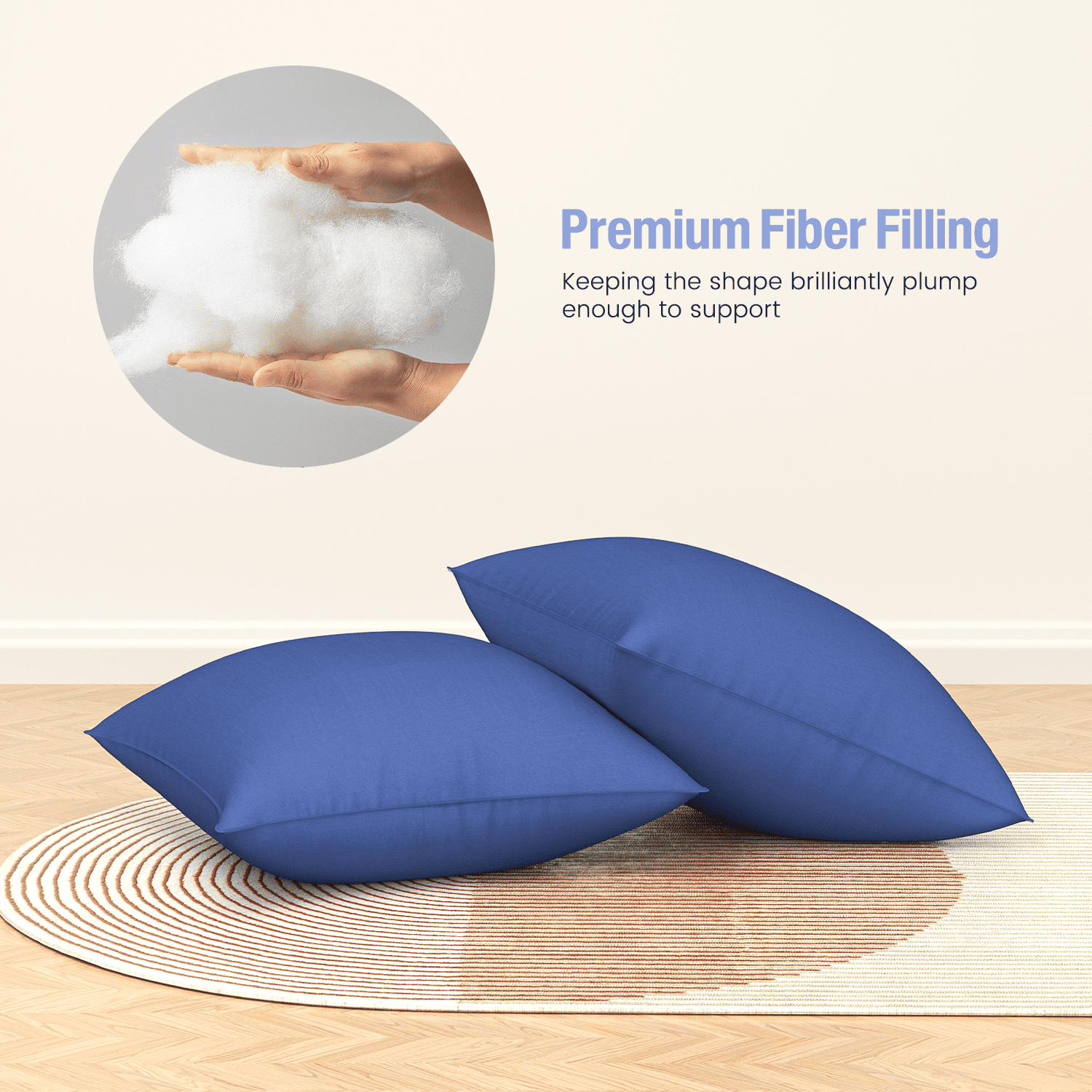 Orthopedic Support Throw Pillow Inserts Set of 2, Indoor Decorative 18x18 inches Square Pillows for Couch, Sofa, Bed, Supportive Cushion... - Decorative Throw Pillow Cushion for Sofa & Bed Detail