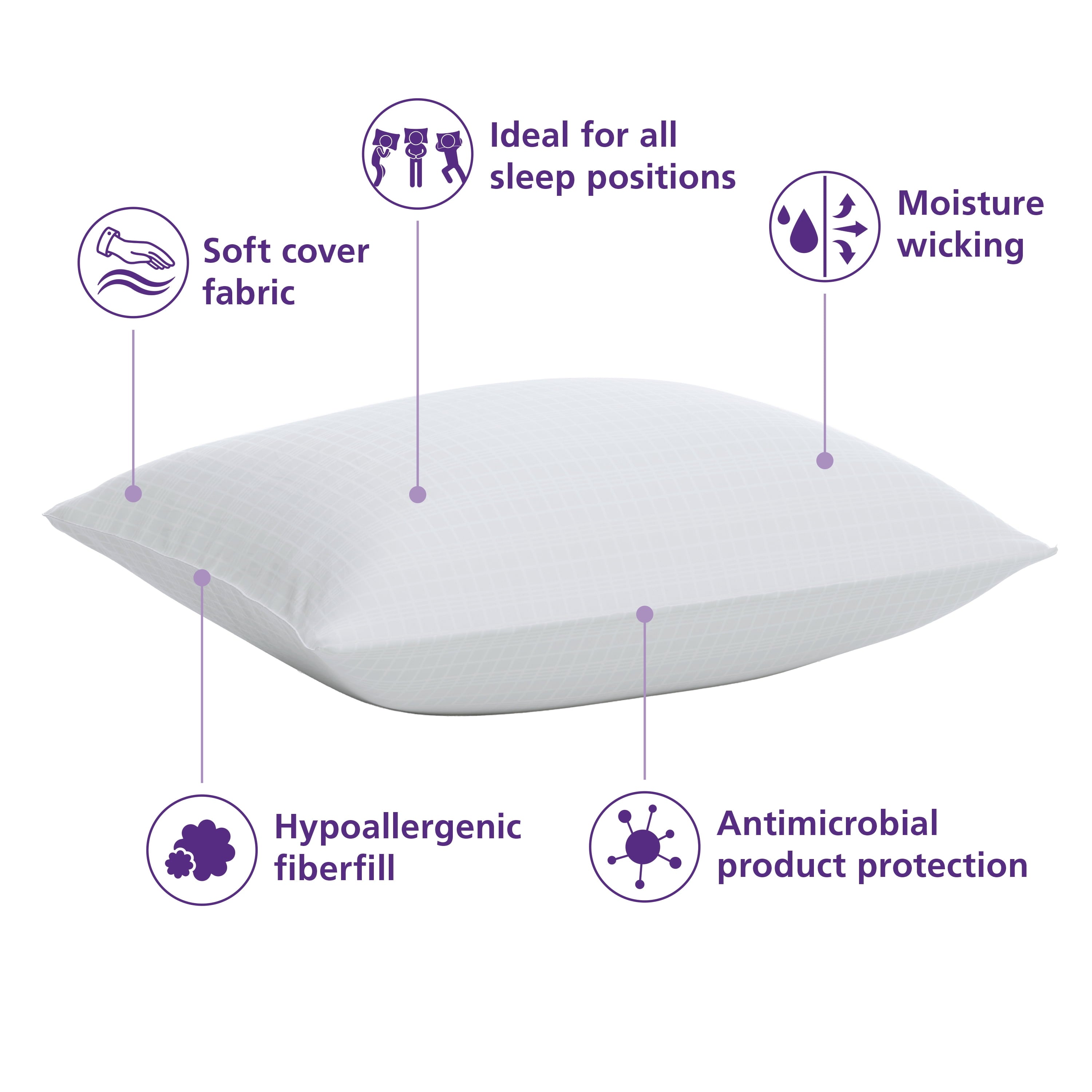Orthopedic Support (18 pack) Bed Pillow, Standard/Queen - Decorative Throw Pillow Cushion for Sofa & Bed Detail