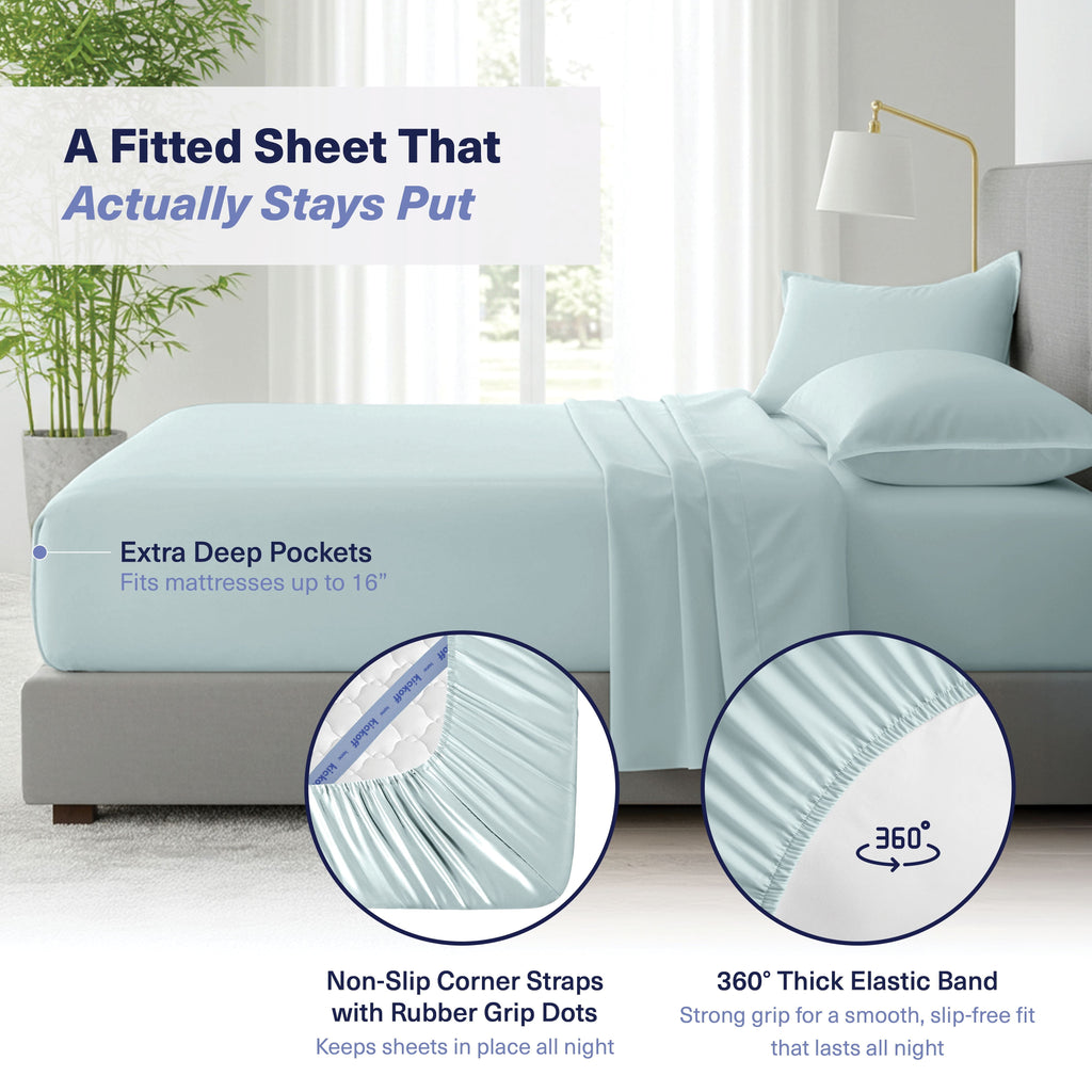 Premium Egyptian Cotton Kickoff Viscose Bamboo Sheets Twin Size 3-pc 100% Organic Bamboo Viscose Bed Cooling Sheets Twin Size Set Cool Beddin... - Cooling Hotel Quality Bedding Sheets and Pillowcases Detail