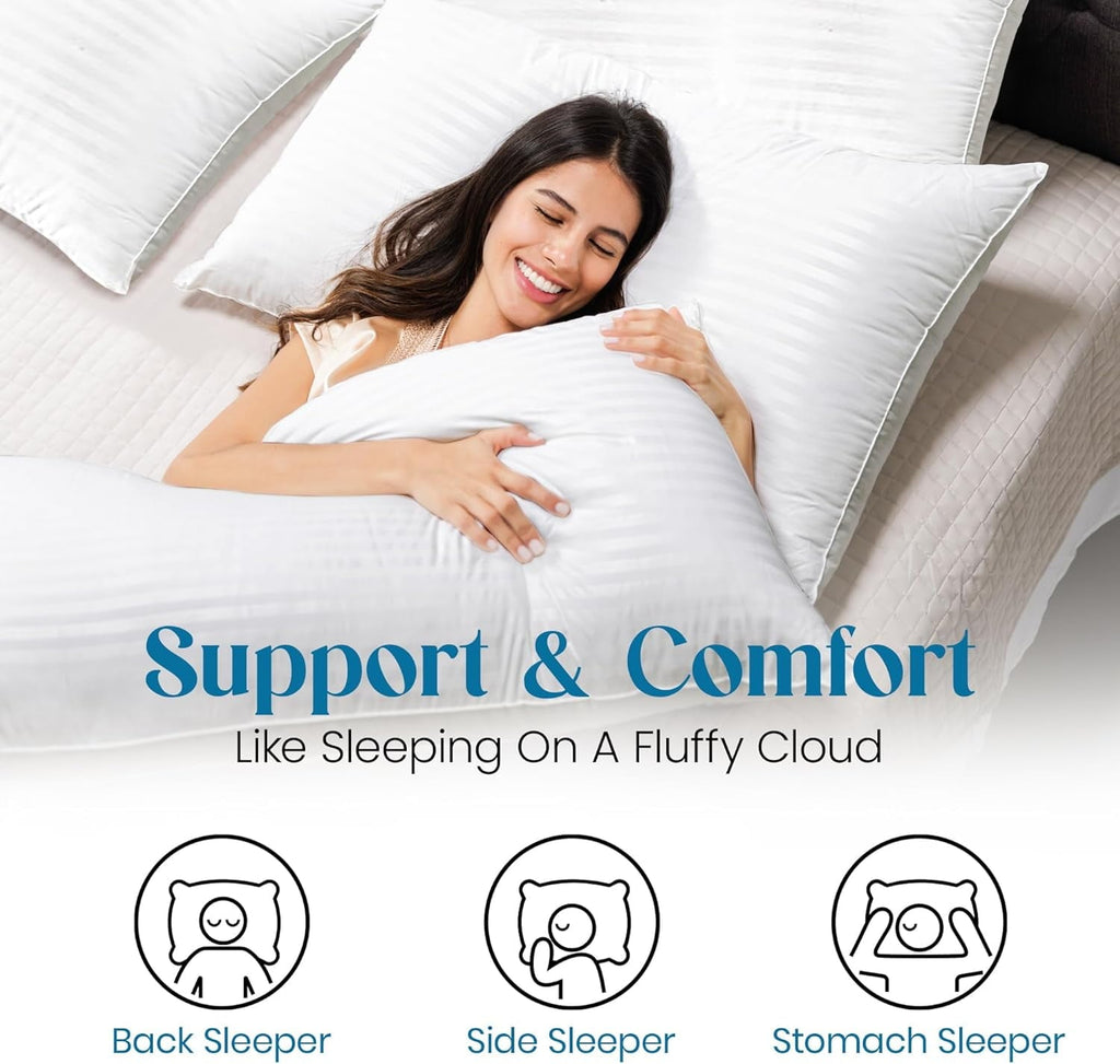 Orthopedic Support Pillow for Beds 2 Pack Queen Size Pillows Set of 2 Hypoallergenic Hotel Down Alternative Pillow for Side and Back Sle... - Decorative Throw Pillow Cushion for Sofa & Bed Detail